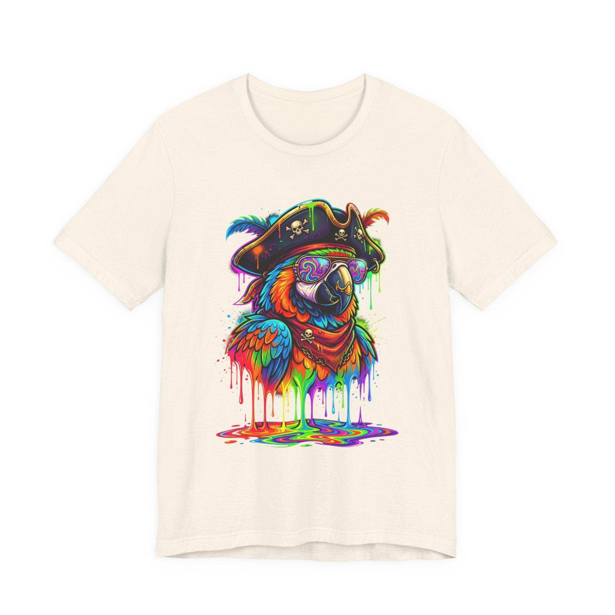 Pirate Parrot Tee — Colorful Drip Art Parrot T-Shirt