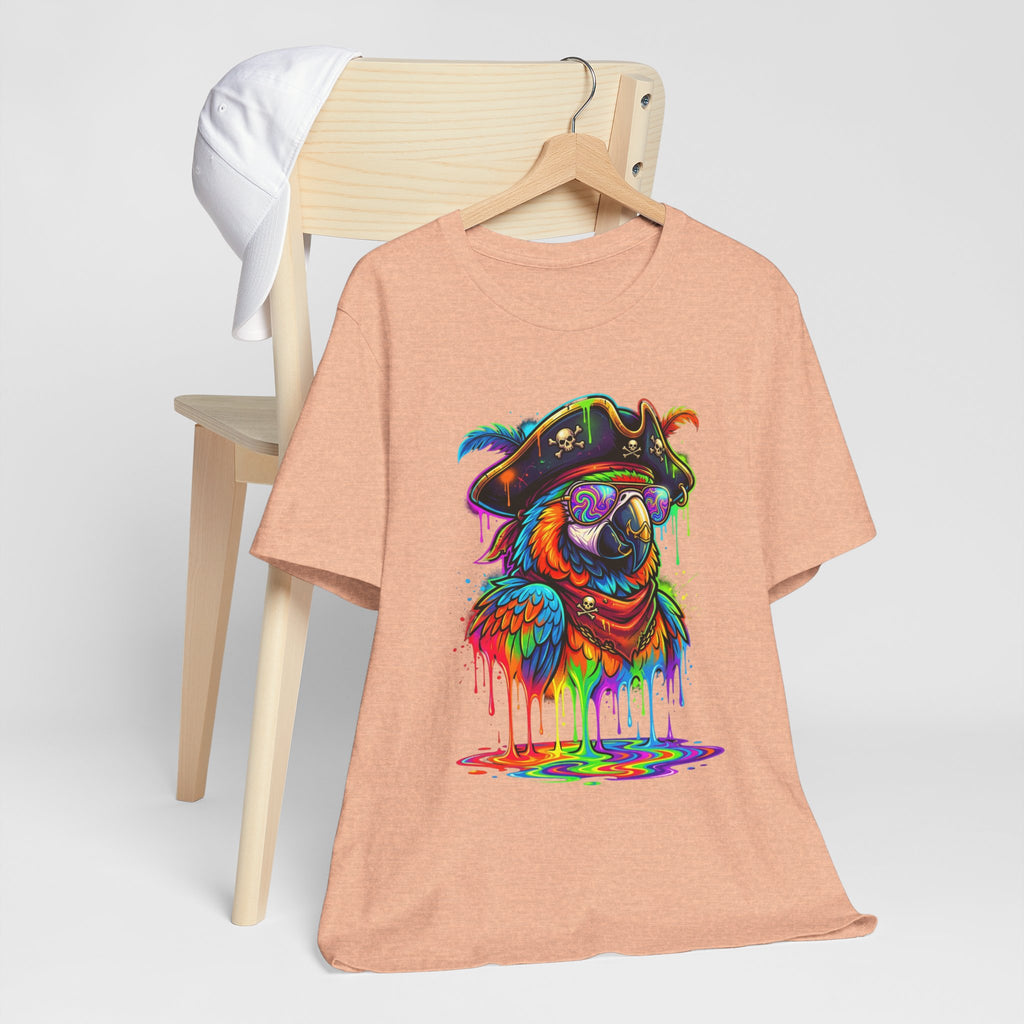 Pirate Parrot Tee — Colorful Drip Art Parrot T-Shirt