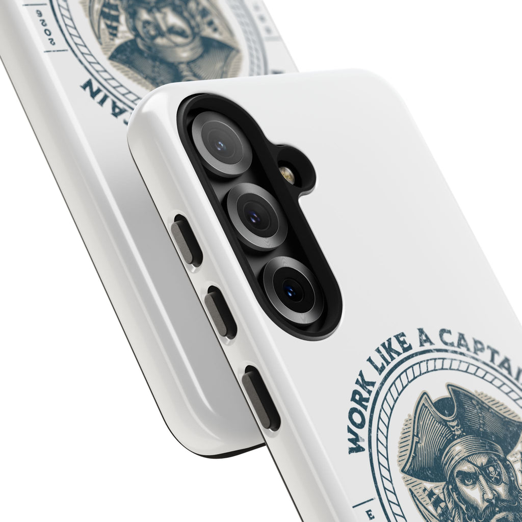 Tough Phone Case — "Work Like a Captain, Play Like a Pirate" Vintage Pirate Design