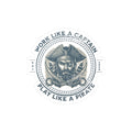 Kiss-Cut Sticker — "Work Like a Captain, Play Like a Pirate" Vintage Pirate Decal