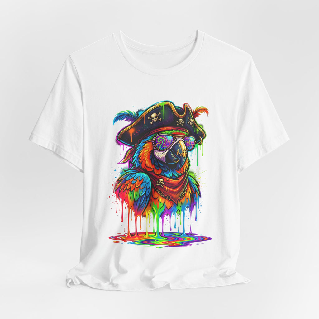 Pirate Parrot Tee — Colorful Drip Art Parrot T-Shirt