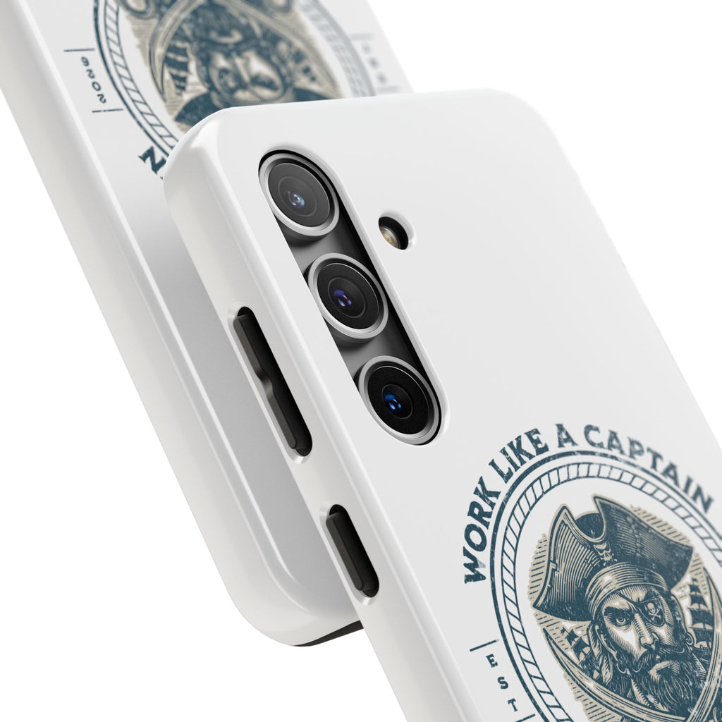 Tough Phone Case — "Work Like a Captain, Play Like a Pirate" Vintage Pirate Design