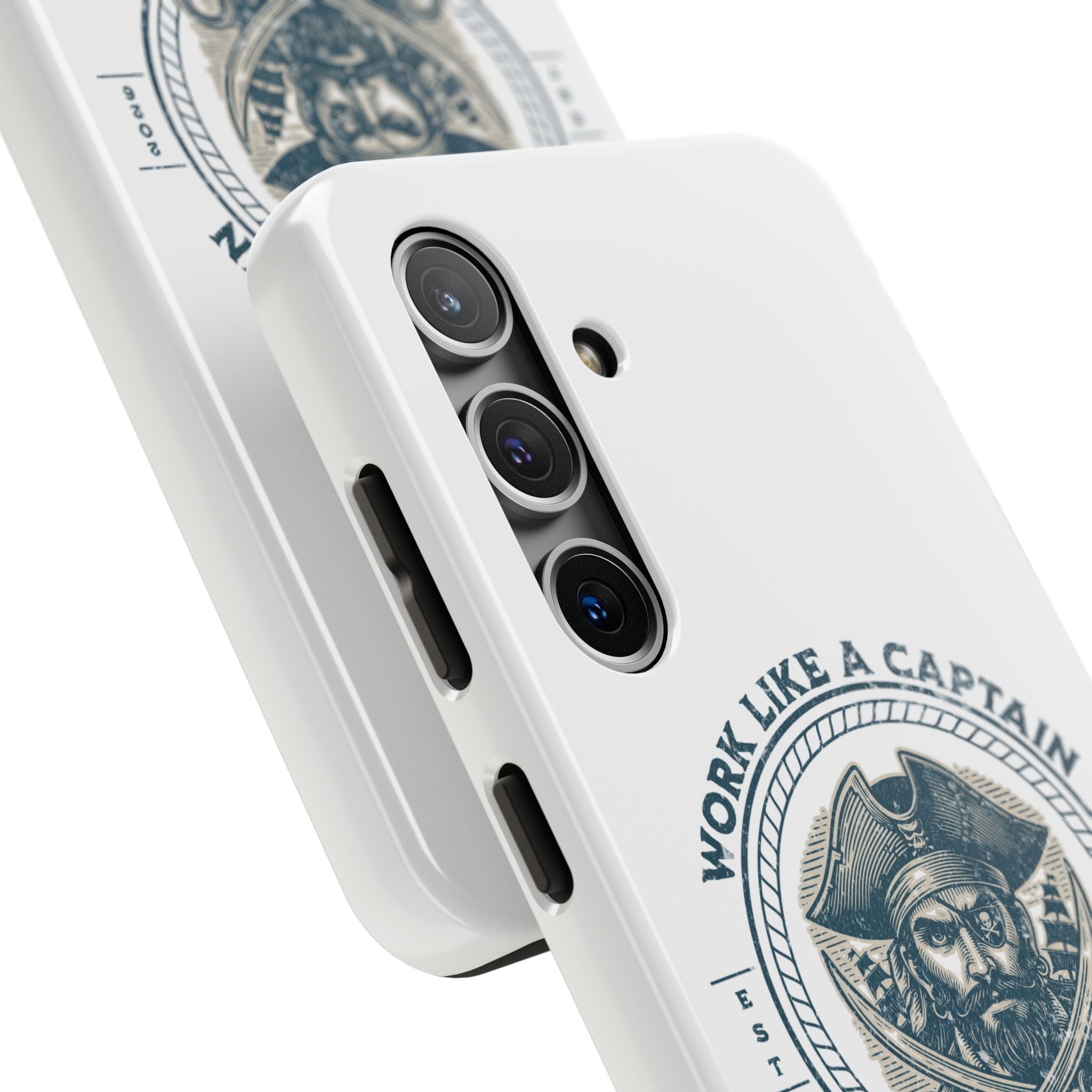 Tough Phone Case — "Work Like a Captain, Play Like a Pirate" Vintage Pirate Design