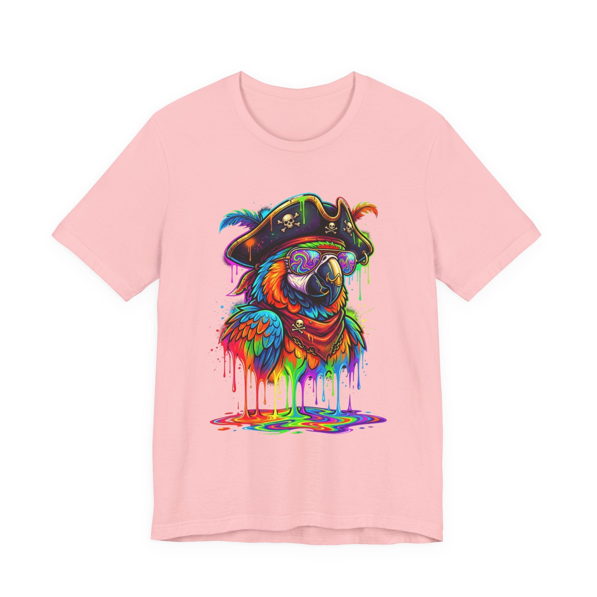 Pirate Parrot Tee — Colorful Drip Art Parrot T-Shirt