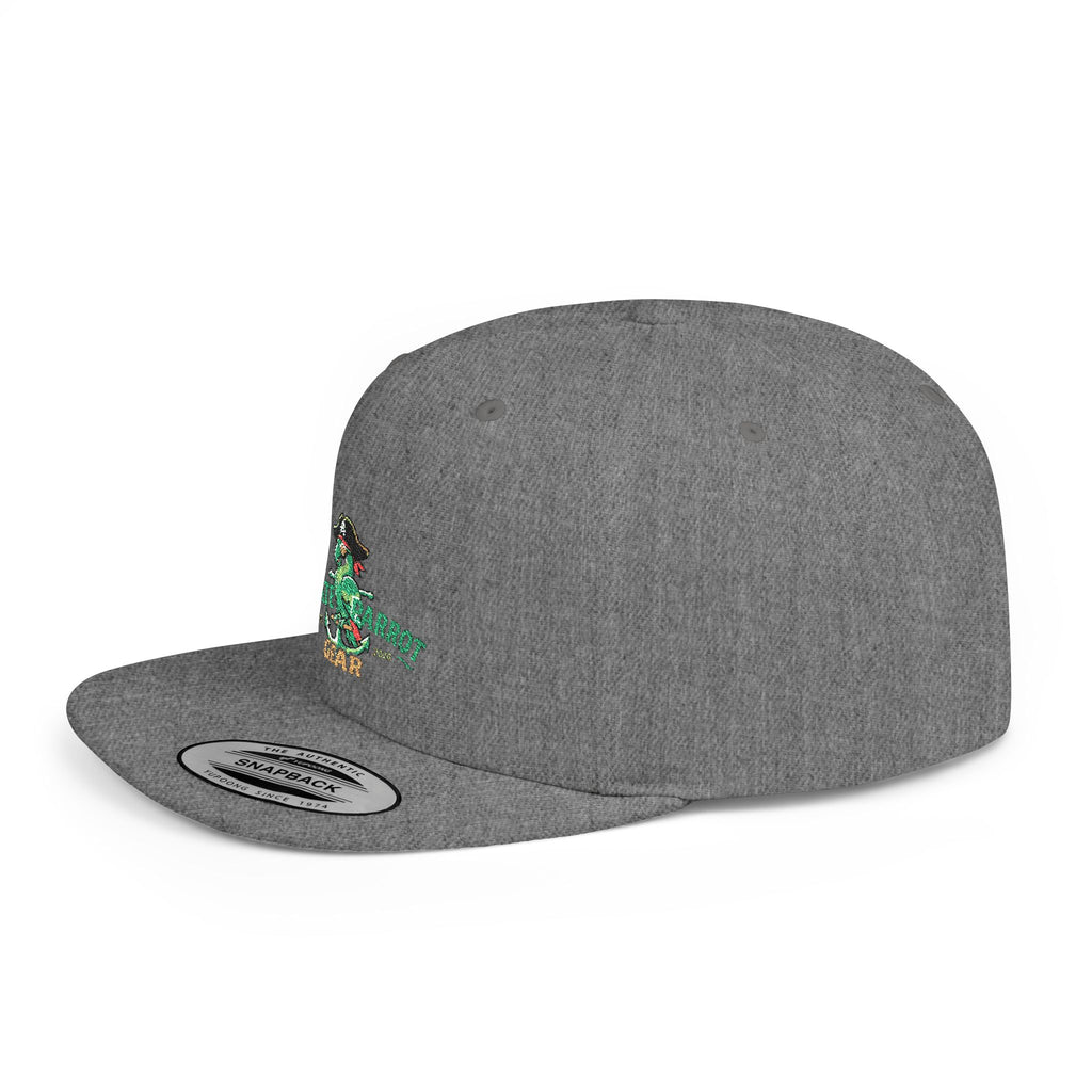 Pirate Parrot Gear Flat Bill Snapback Hat — Tropical Pirate Parrot Logo Cap