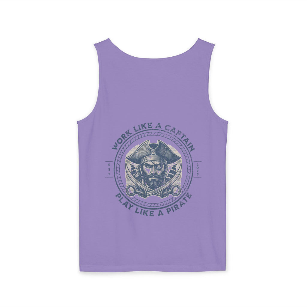 Pirate Parrot Tank Top — "Work Like a Captain, Play Like a Pirate" Graphic