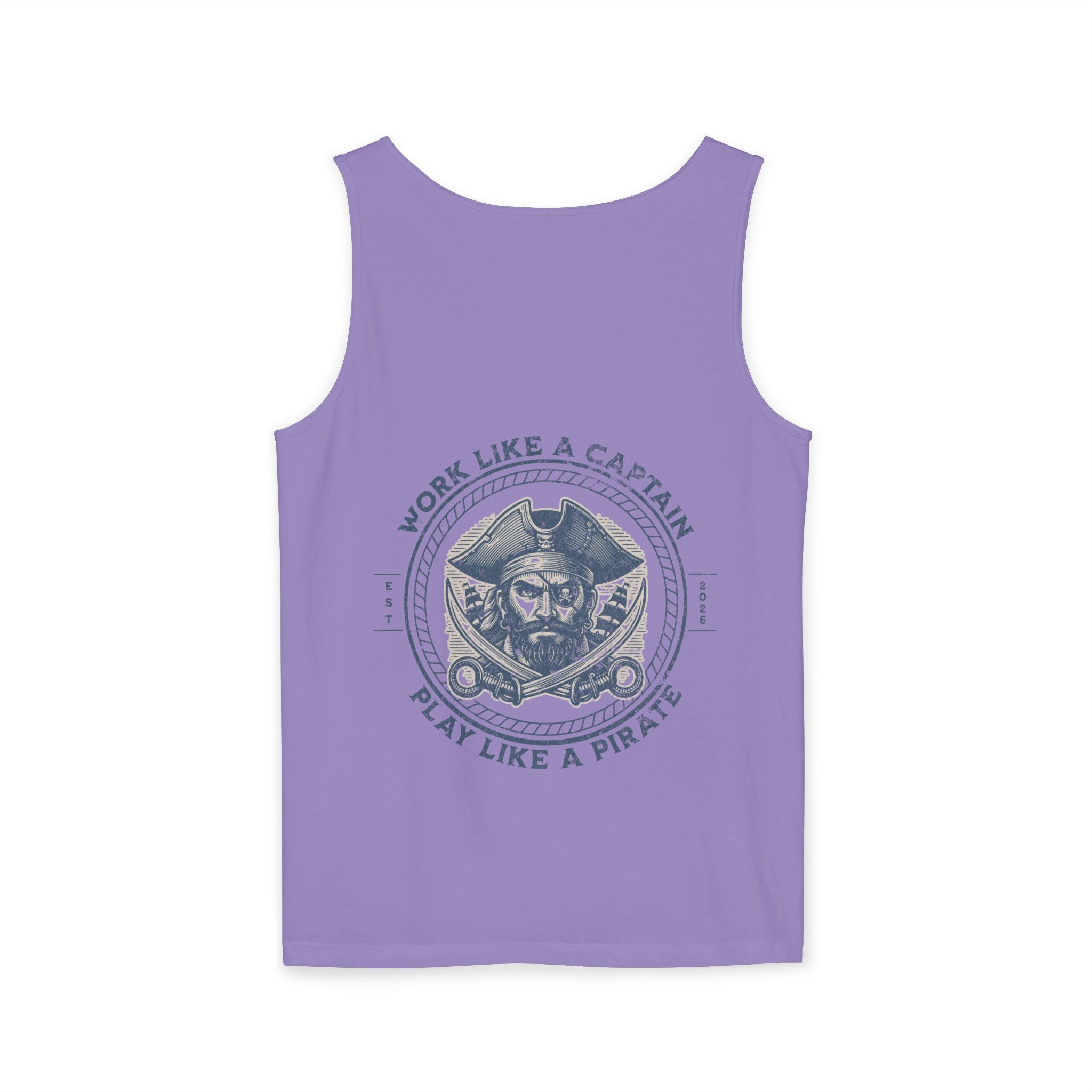 Pirate Parrot Tank Top — "Work Like a Captain, Play Like a Pirate" Graphic