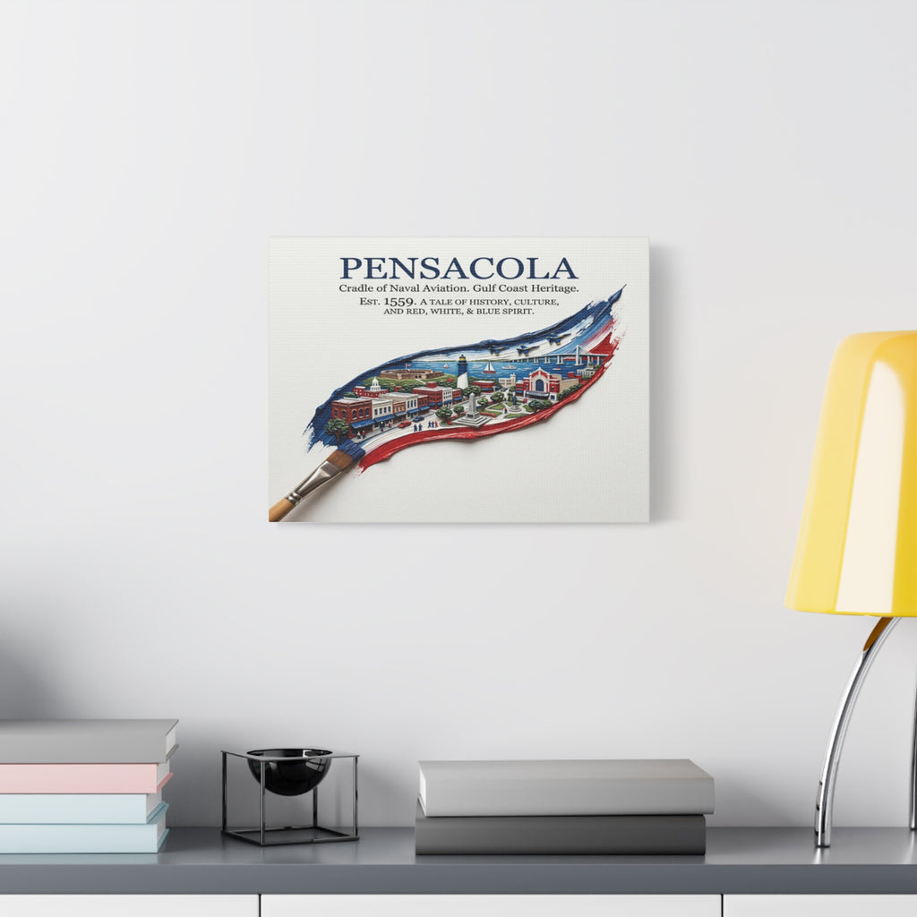 Pensacola Matte Canvas Wall Art — 'Cradle of Naval Aviation' Cityscape Print
