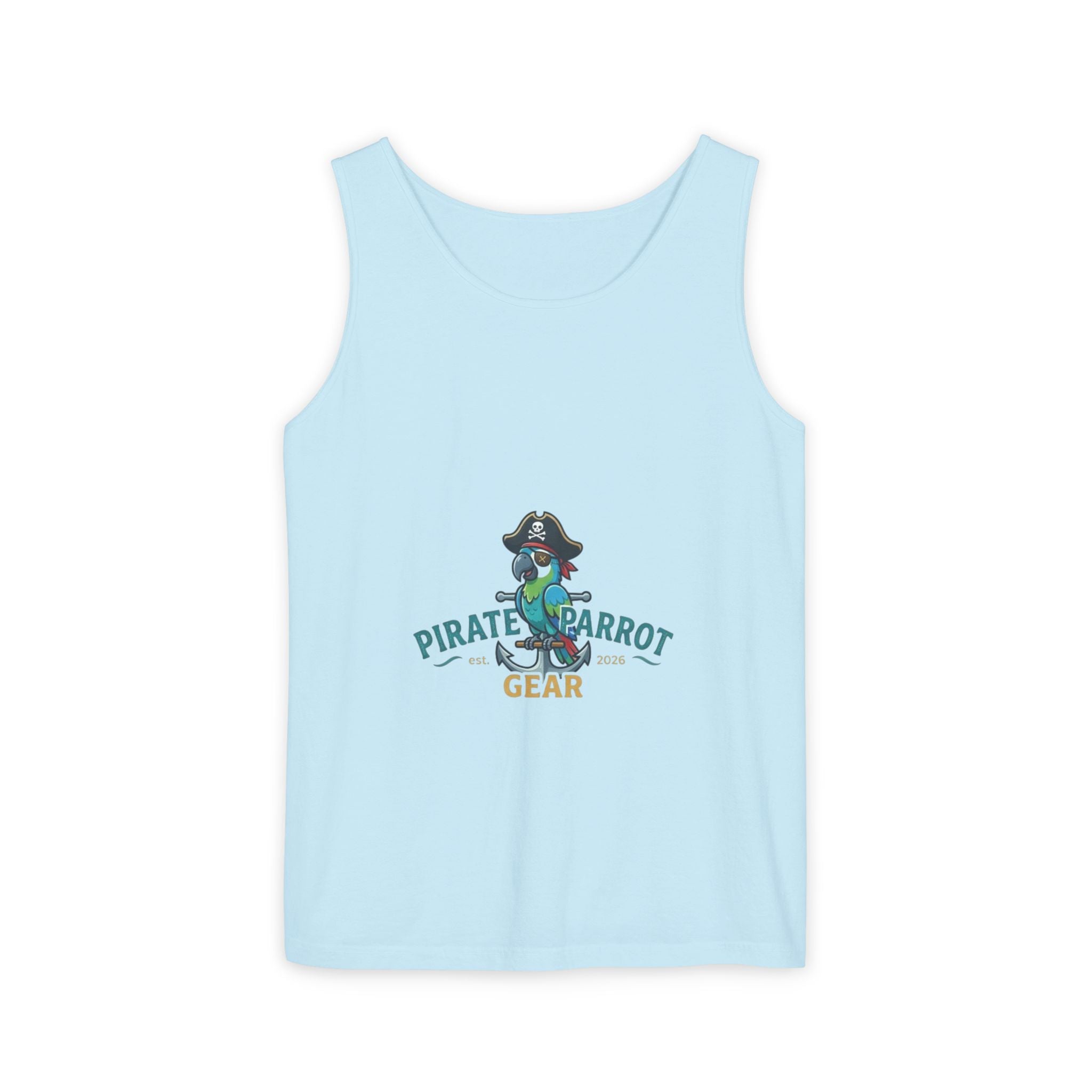 Pirate Parrot Tank Top — "Work Like a Captain, Play Like a Pirate" Graphic