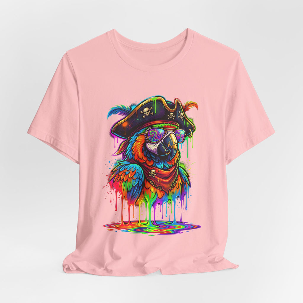 Pirate Parrot Tee — Colorful Drip Art Parrot T-Shirt