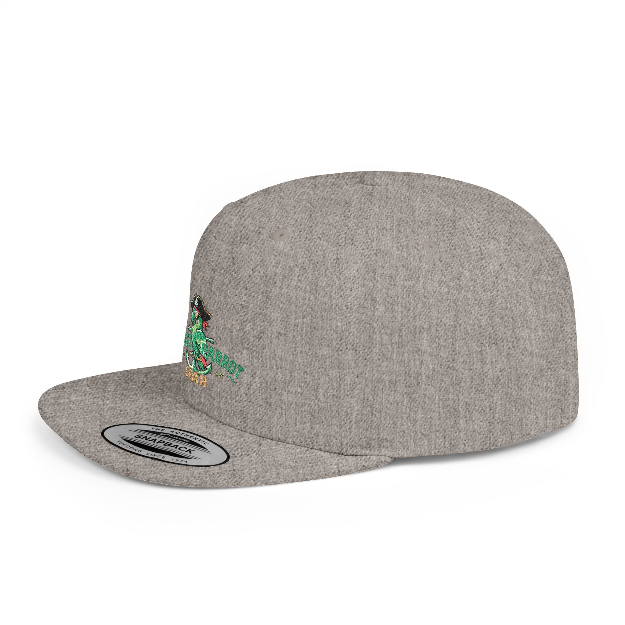Pirate Parrot Gear Flat Bill Snapback Hat — Tropical Pirate Parrot Logo Cap