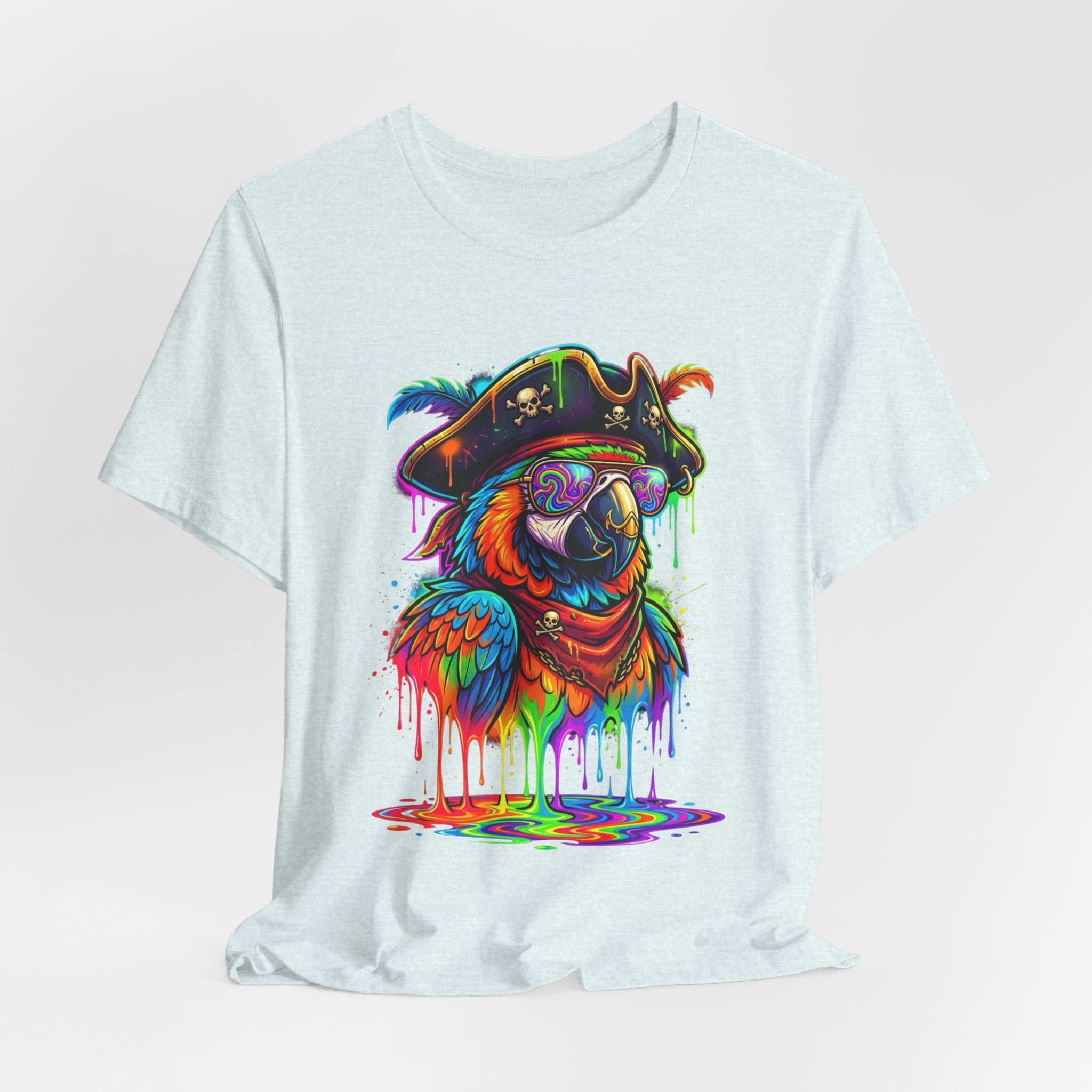 Pirate Parrot Tee — Colorful Drip Art Parrot T-Shirt