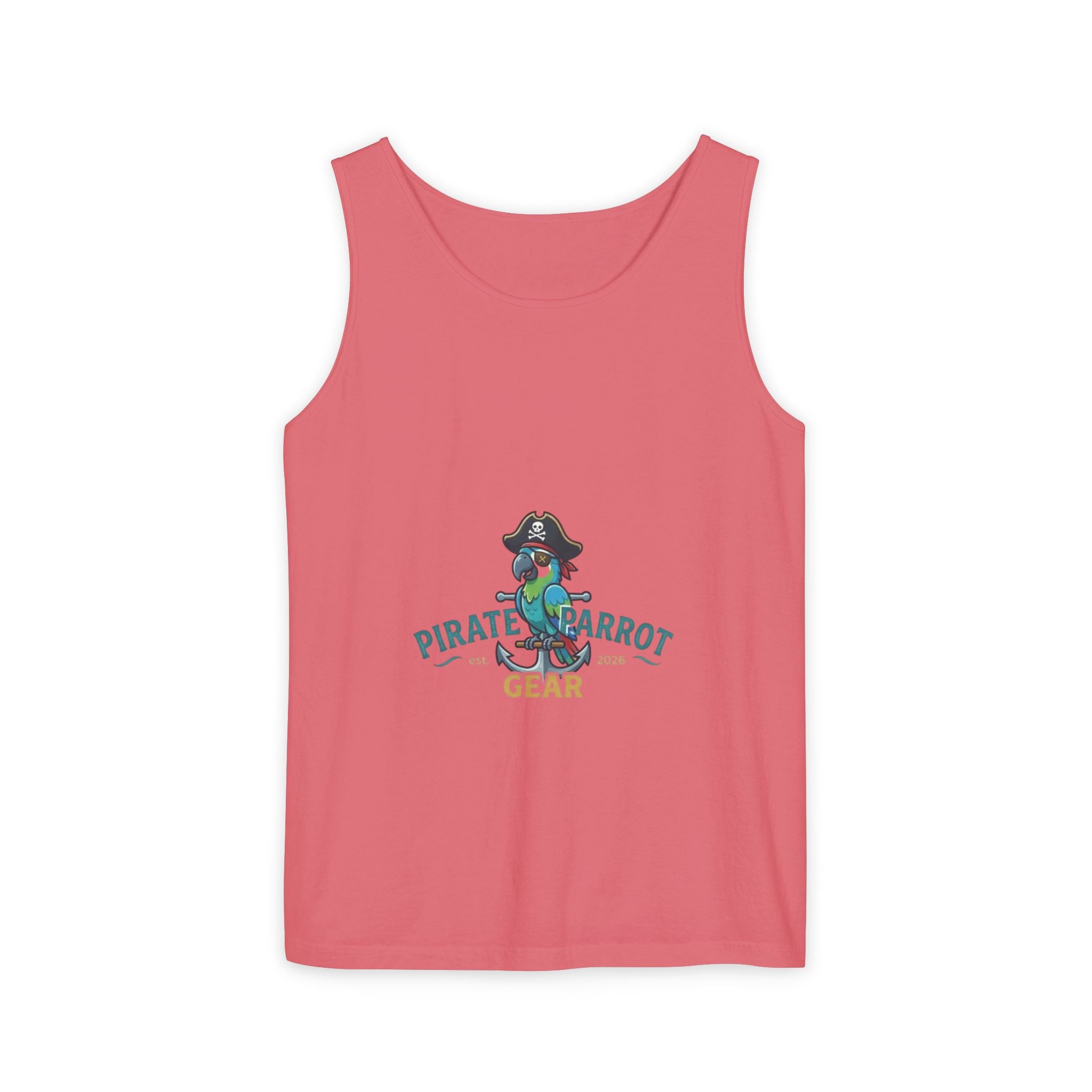 Pirate Parrot Tank Top — "Work Like a Captain, Play Like a Pirate" Graphic