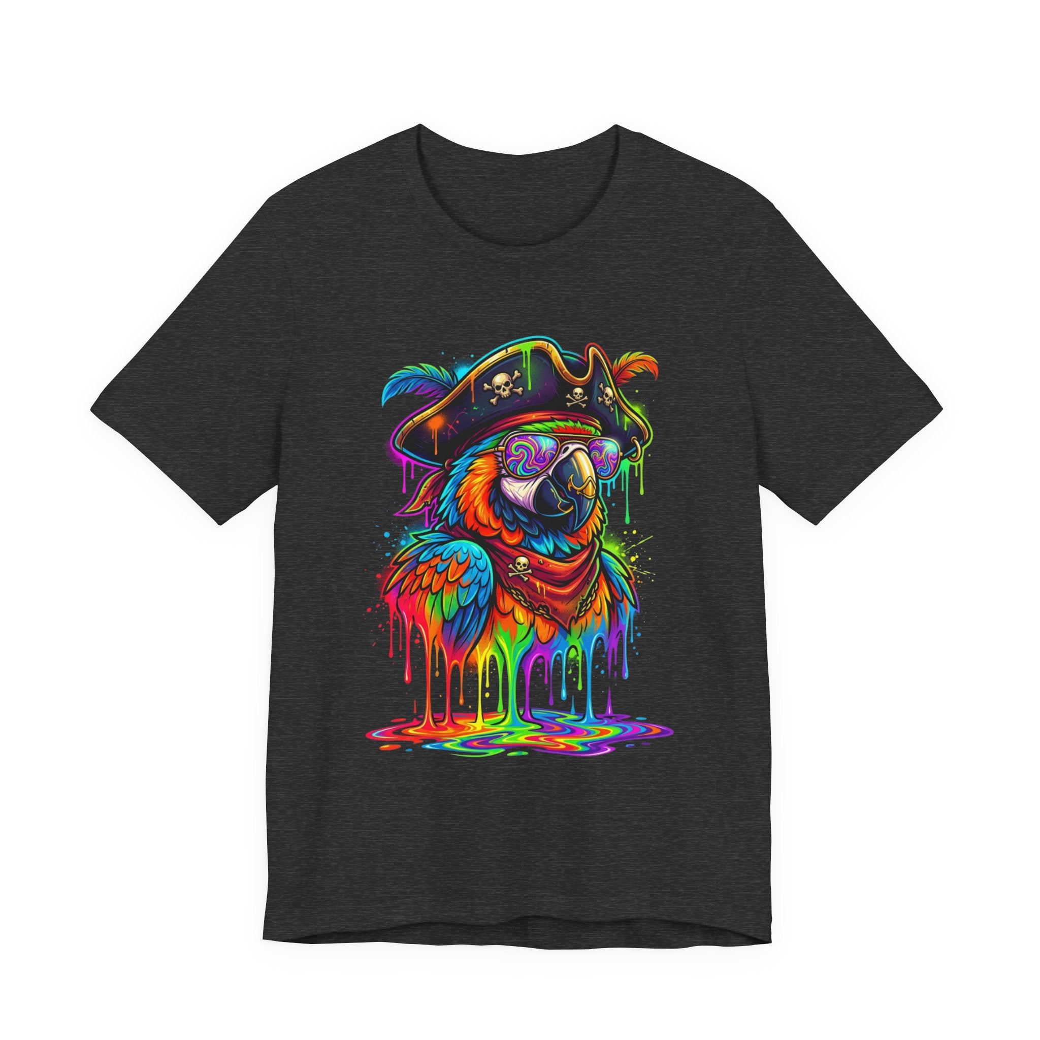 Pirate Parrot Tee — Colorful Drip Art Parrot T-Shirt
