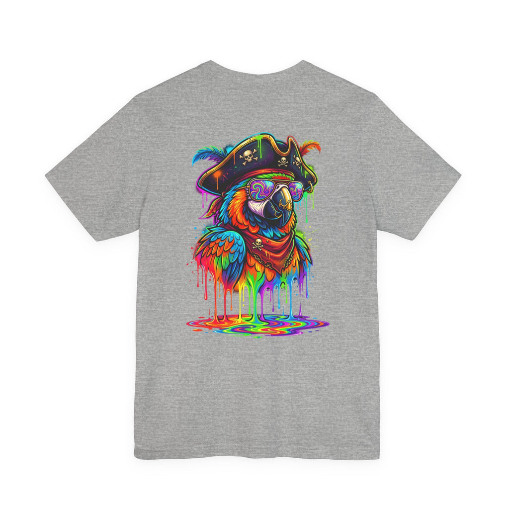 Pirate Parrot Tee — Colorful Drip Art Parrot T-Shirt
