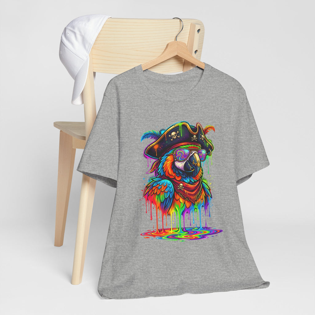 Pirate Parrot Tee — Colorful Drip Art Parrot T-Shirt