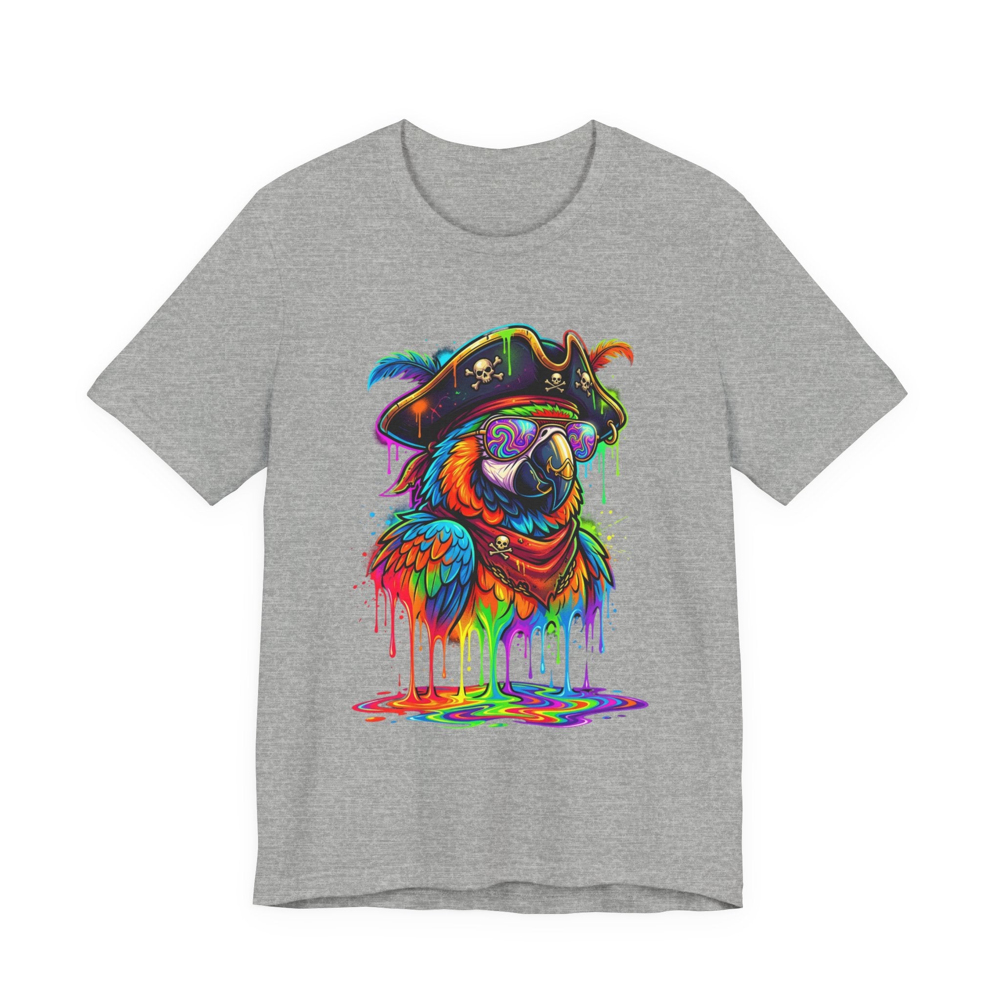 Pirate Parrot Tee — Colorful Drip Art Parrot T-Shirt