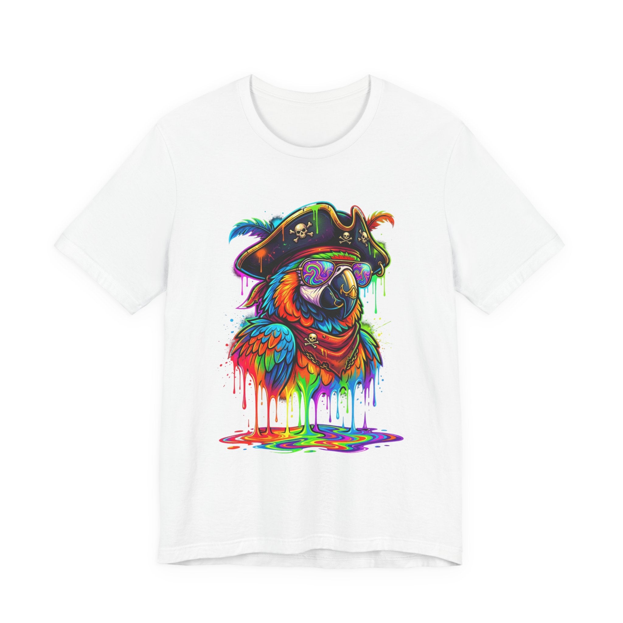 Pirate Parrot Tee — Colorful Drip Art Parrot T-Shirt