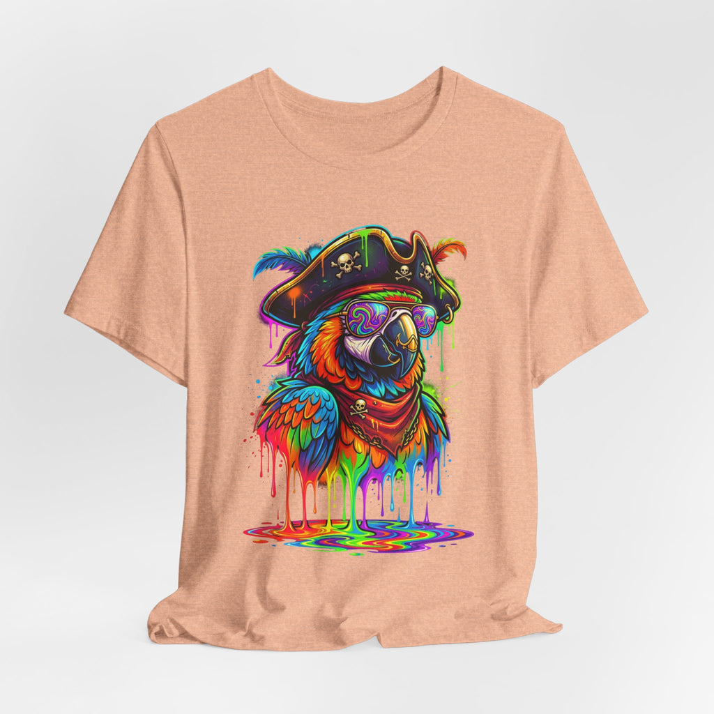 Pirate Parrot Tee — Colorful Drip Art Parrot T-Shirt