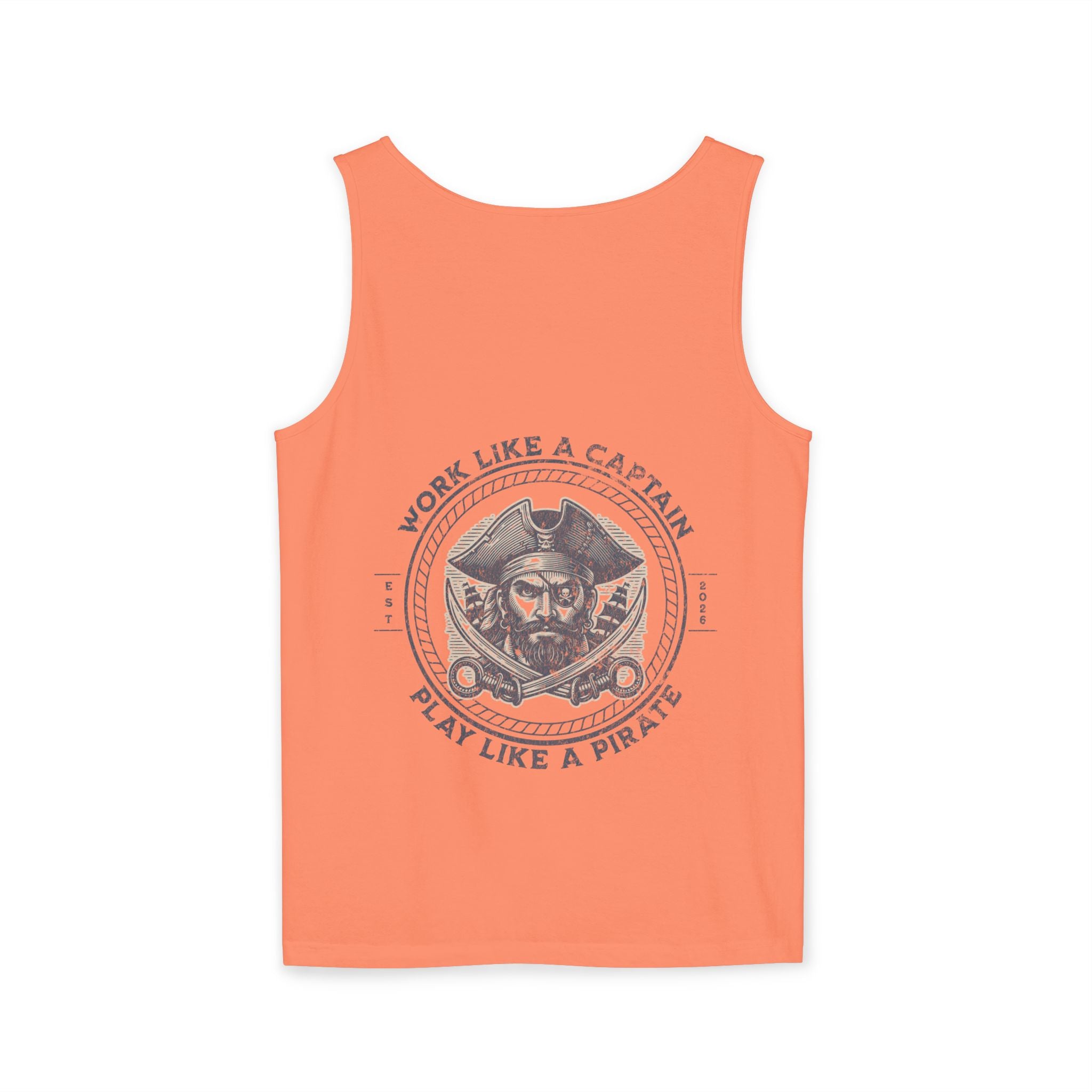 Pirate Parrot Tank Top — "Work Like a Captain, Play Like a Pirate" Graphic
