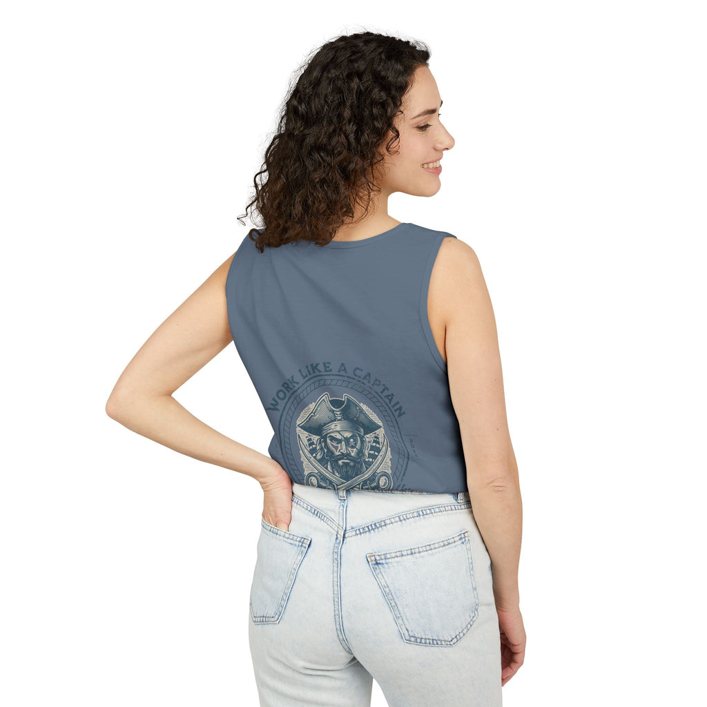 Pirate Parrot Tank Top — "Work Like a Captain, Play Like a Pirate" Graphic