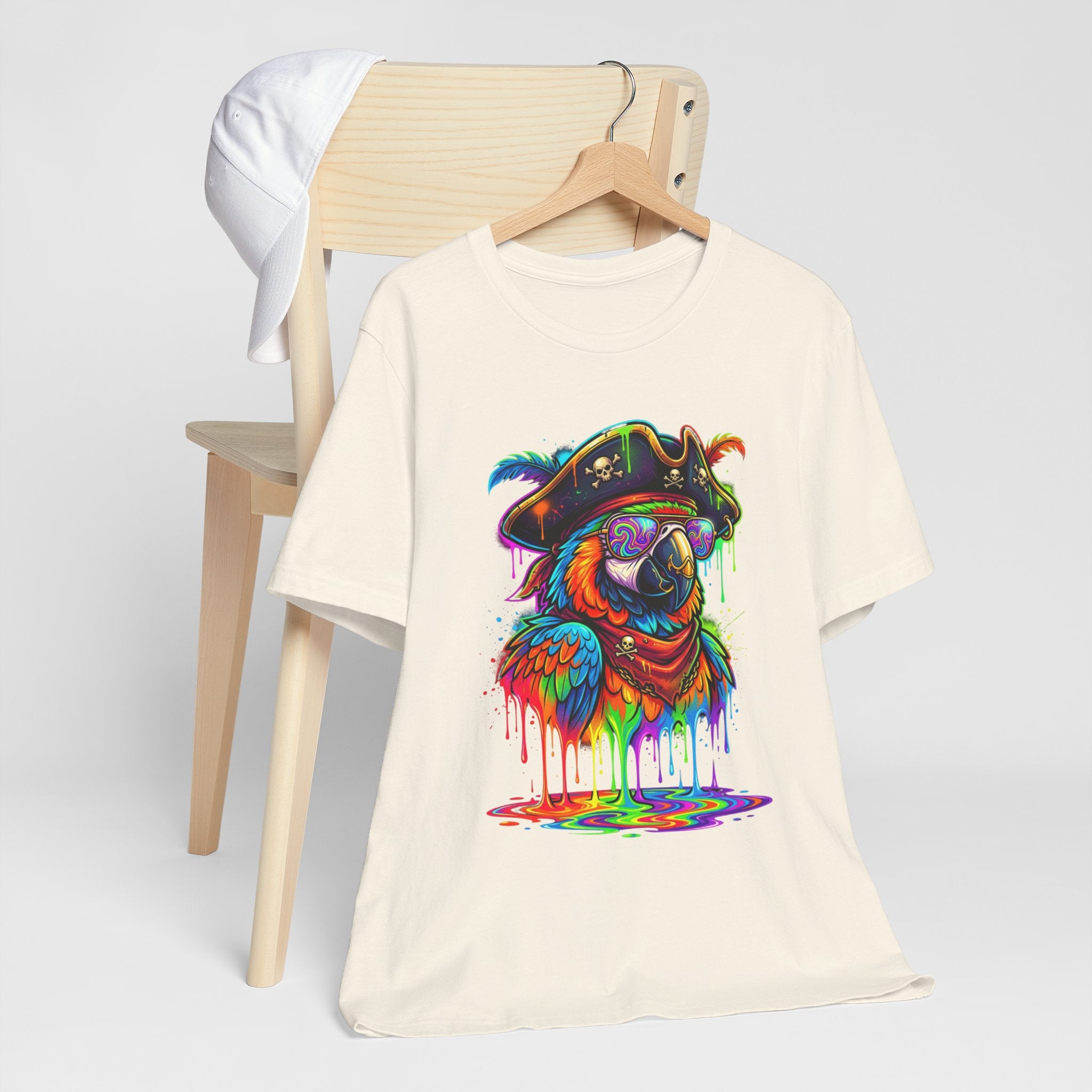 Pirate Parrot Tee — Colorful Drip Art Parrot T-Shirt