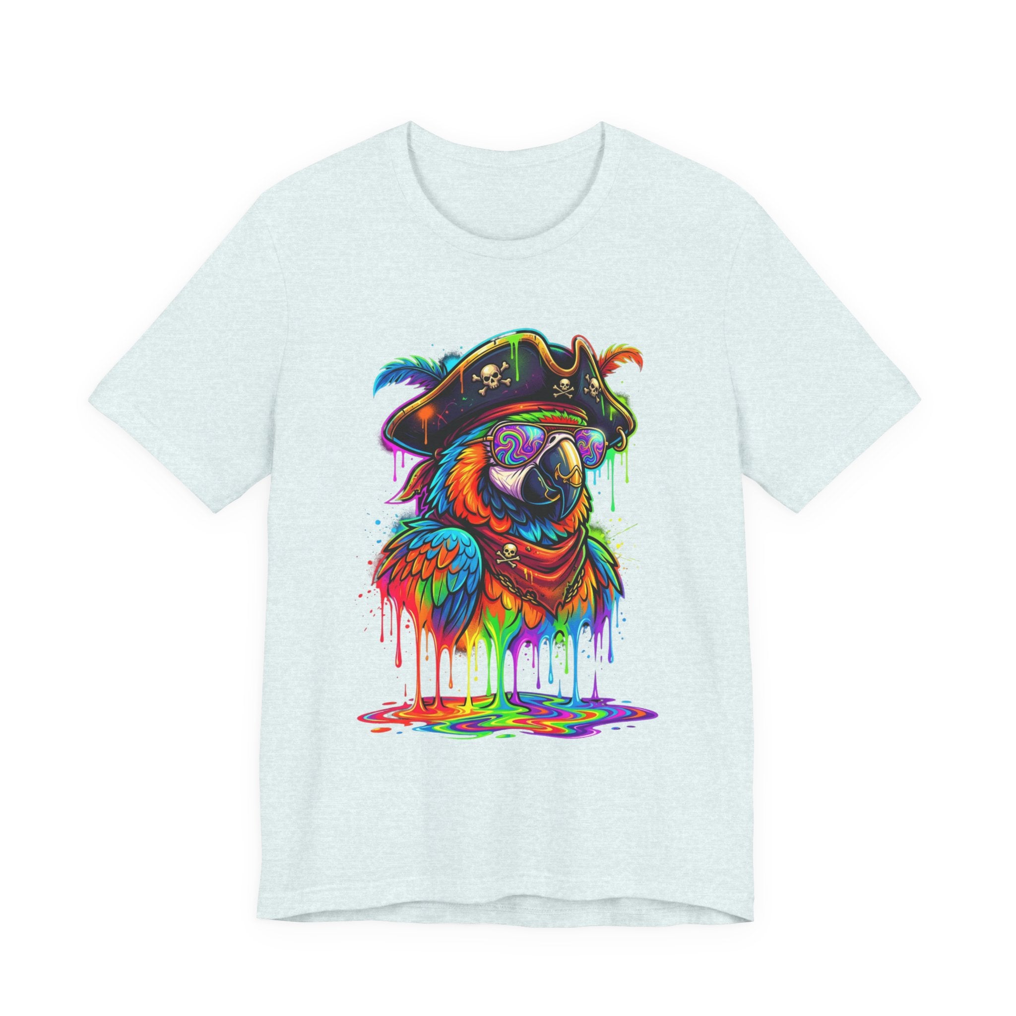 Pirate Parrot Tee — Colorful Drip Art Parrot T-Shirt
