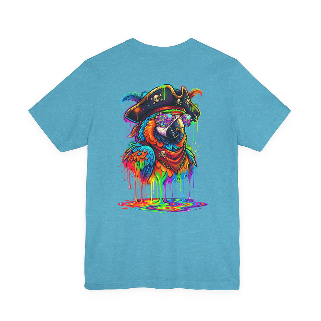 Pirate Parrot Tee — Colorful Drip Art Parrot T-Shirt