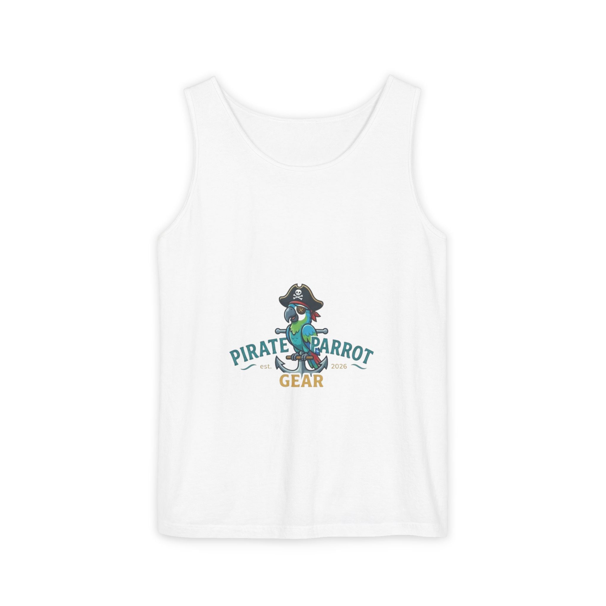 Pirate Parrot Tank Top — "Work Like a Captain, Play Like a Pirate" Graphic