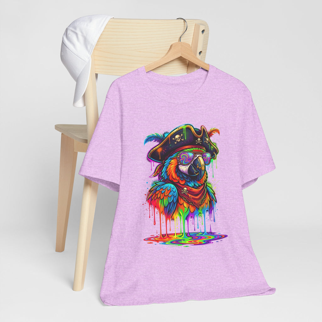 Pirate Parrot Tee — Colorful Drip Art Parrot T-Shirt