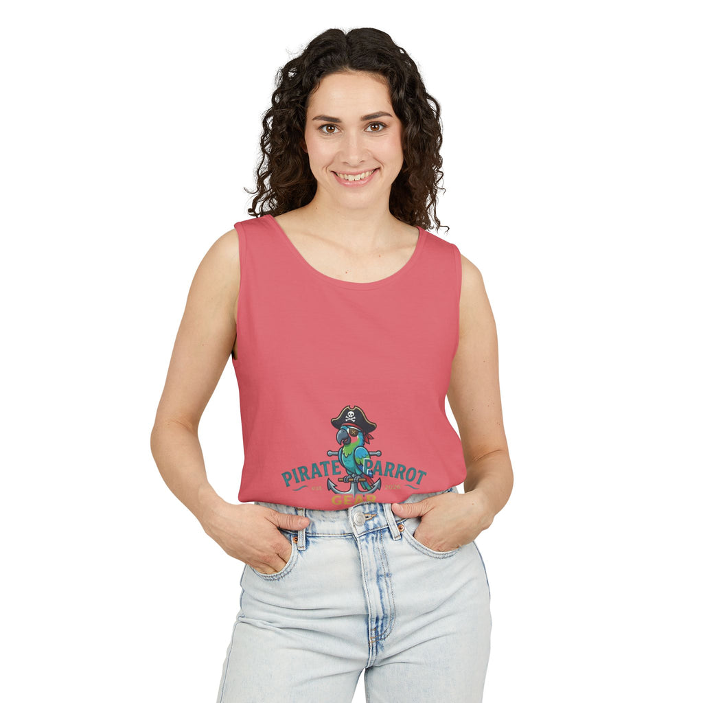 Pirate Parrot Tank Top — "Work Like a Captain, Play Like a Pirate" Graphic