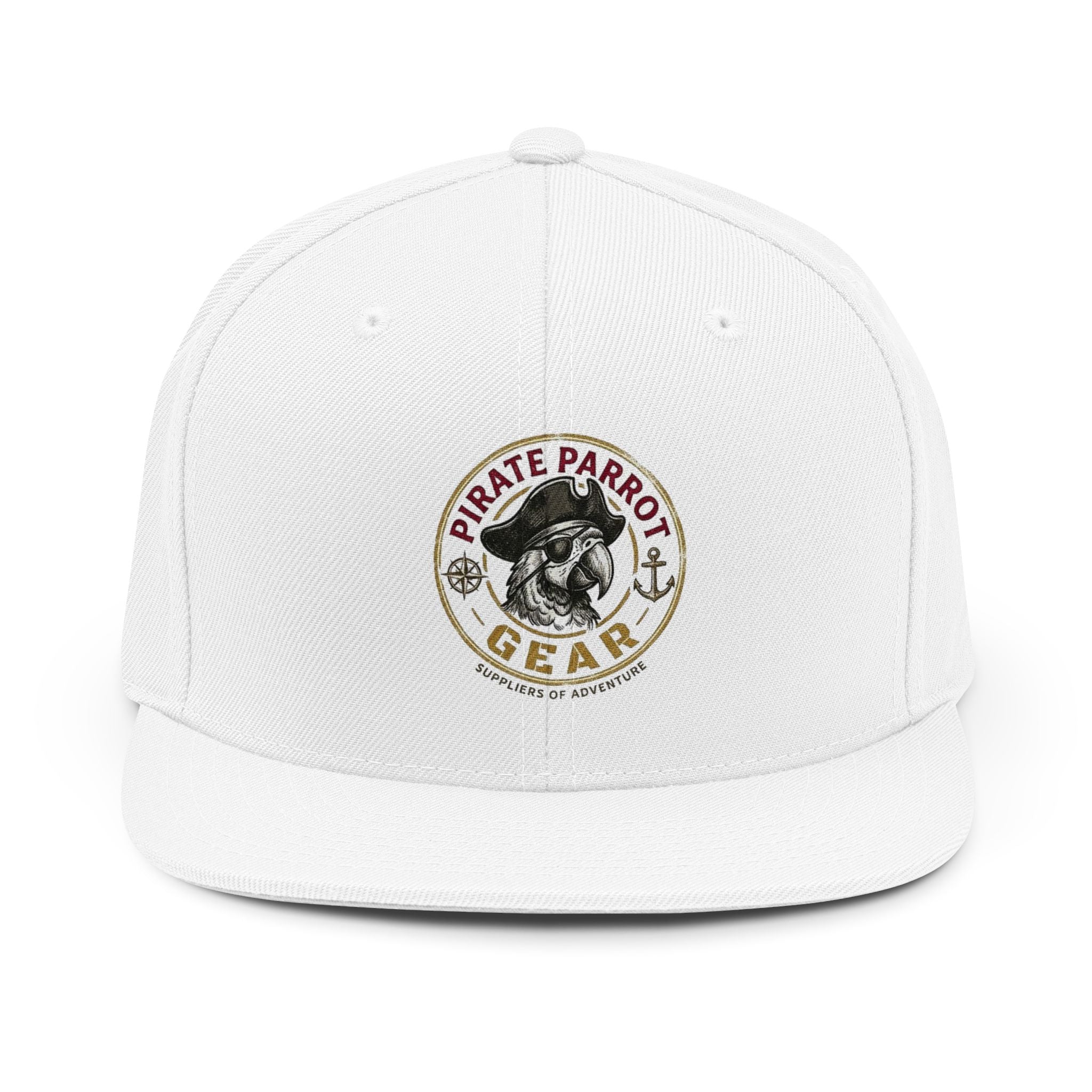 Pirate Parrot Gear Snapback Hat — Vintage Skull & Anchor Logo Cap