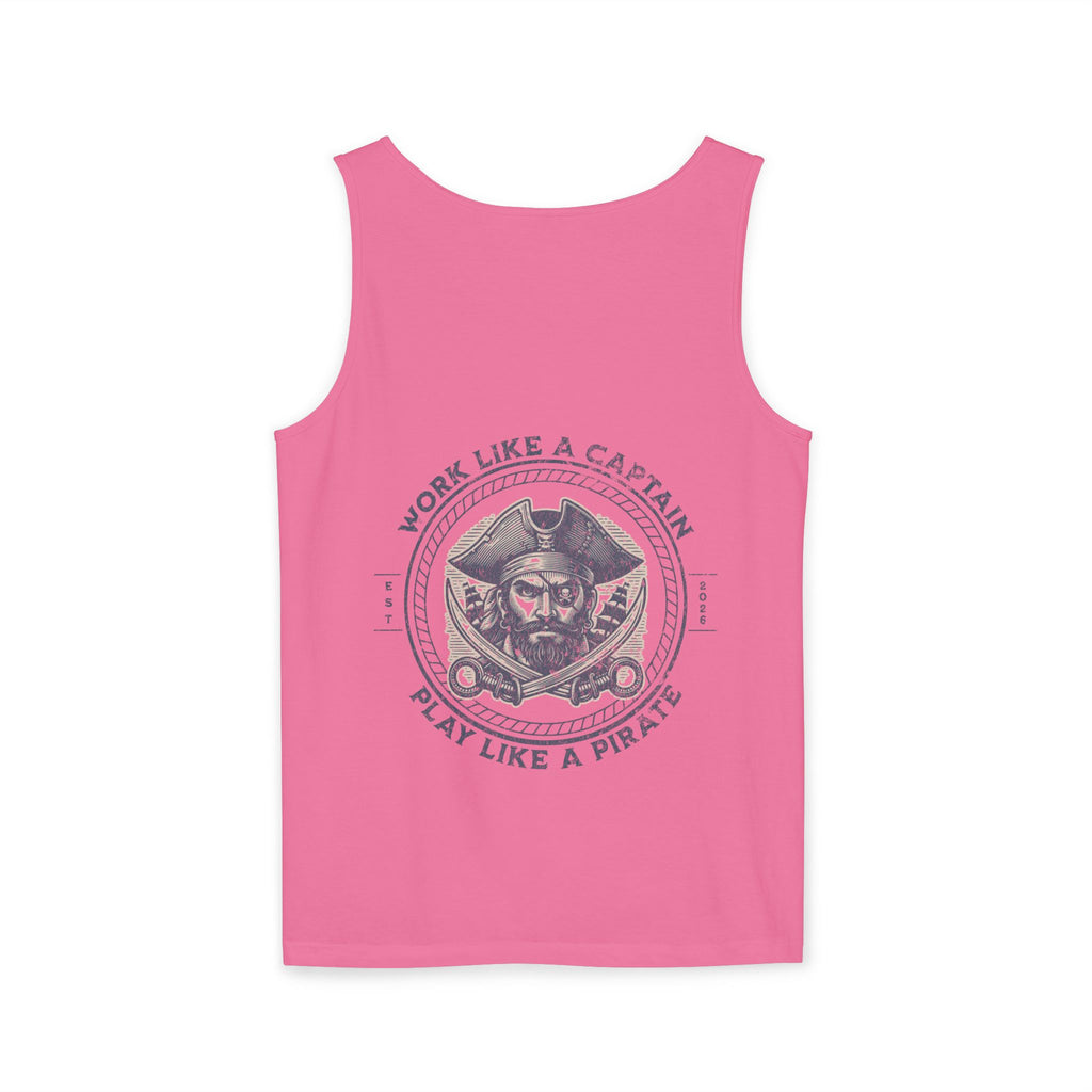 Pirate Parrot Tank Top — "Work Like a Captain, Play Like a Pirate" Graphic