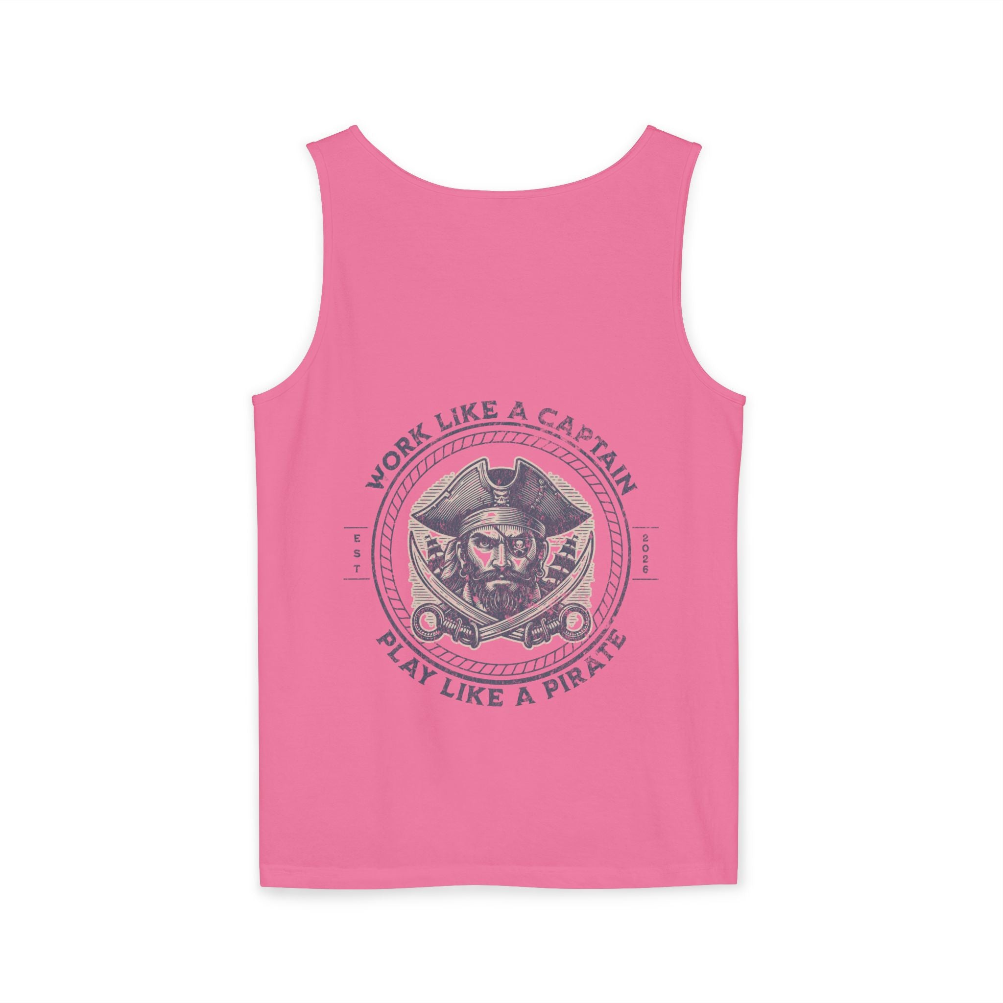 Pirate Parrot Tank Top — "Work Like a Captain, Play Like a Pirate" Graphic
