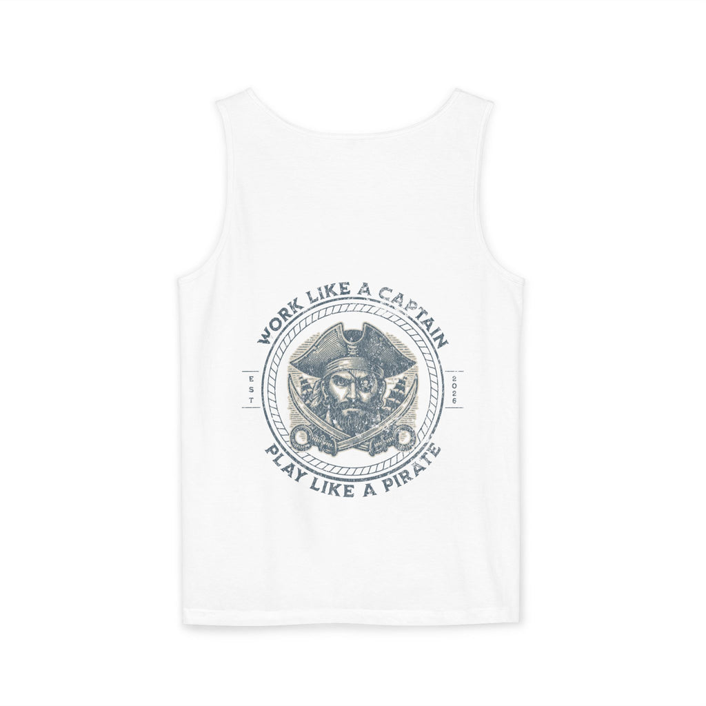 Pirate Parrot Tank Top — "Work Like a Captain, Play Like a Pirate" Graphic