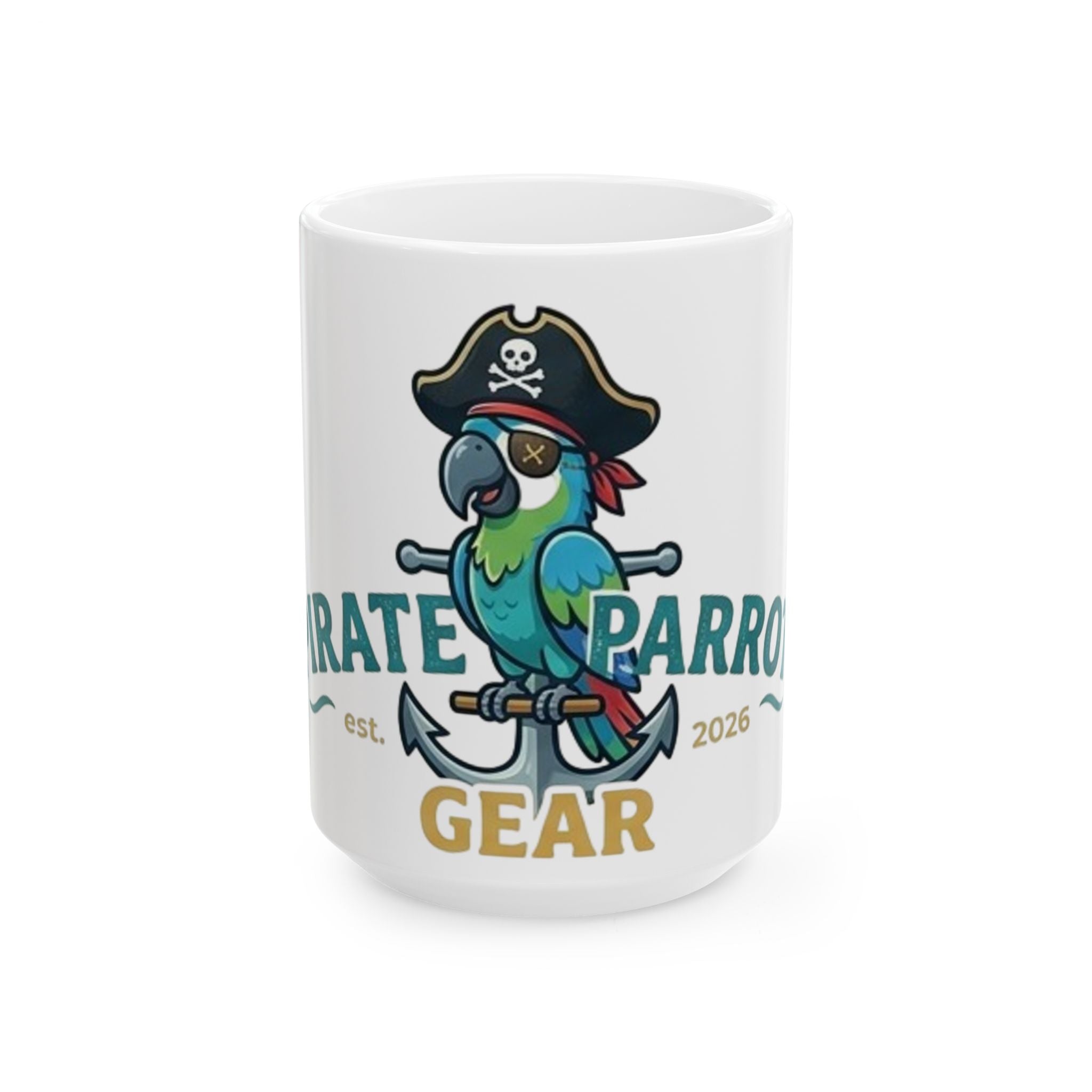 Pirate Parrot Gear Ceramic Mug – Tropical Pirate Logo Coffee Cup (11oz/15oz)