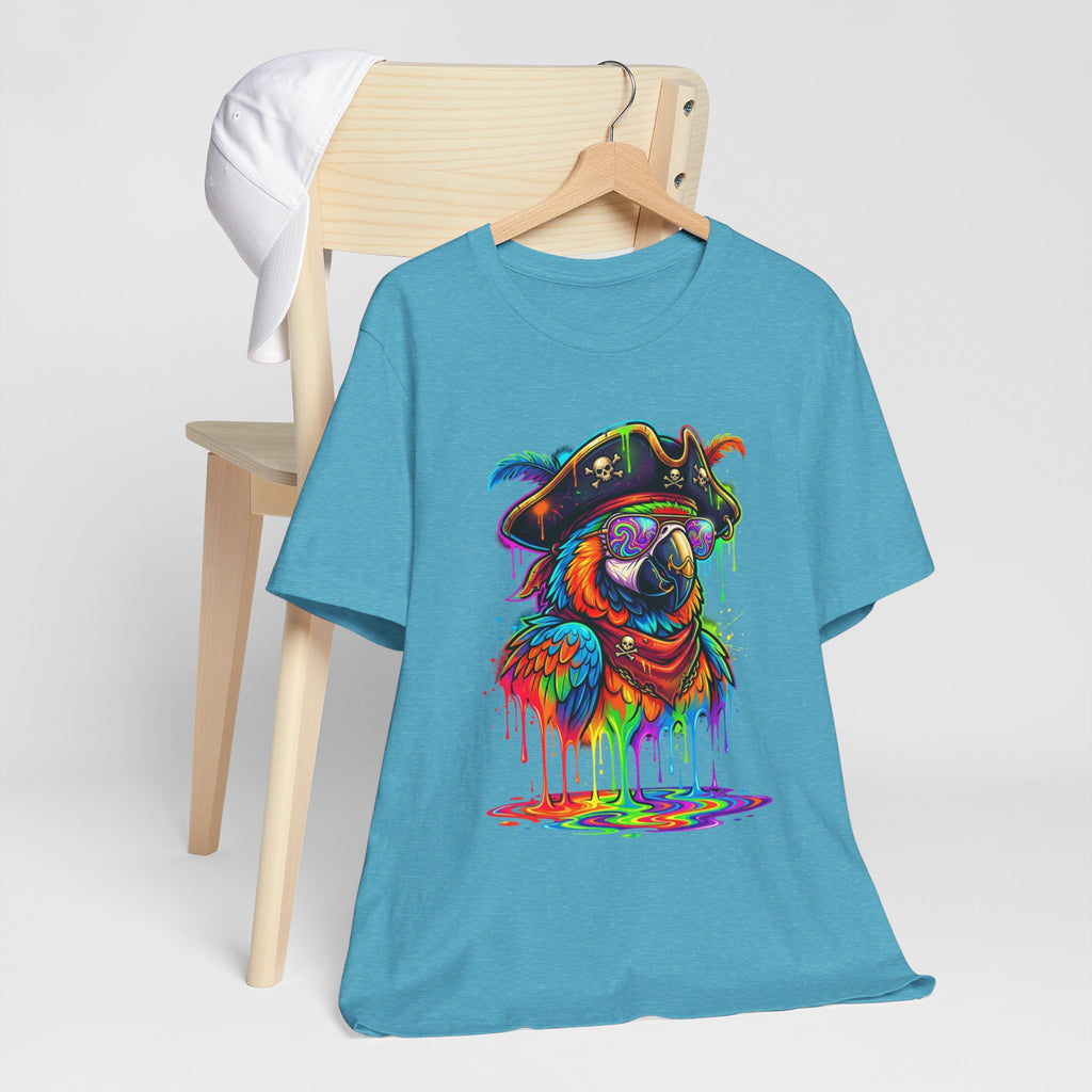 Pirate Parrot Tee — Colorful Drip Art Parrot T-Shirt