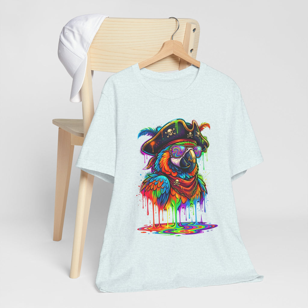 Pirate Parrot Tee — Colorful Drip Art Parrot T-Shirt