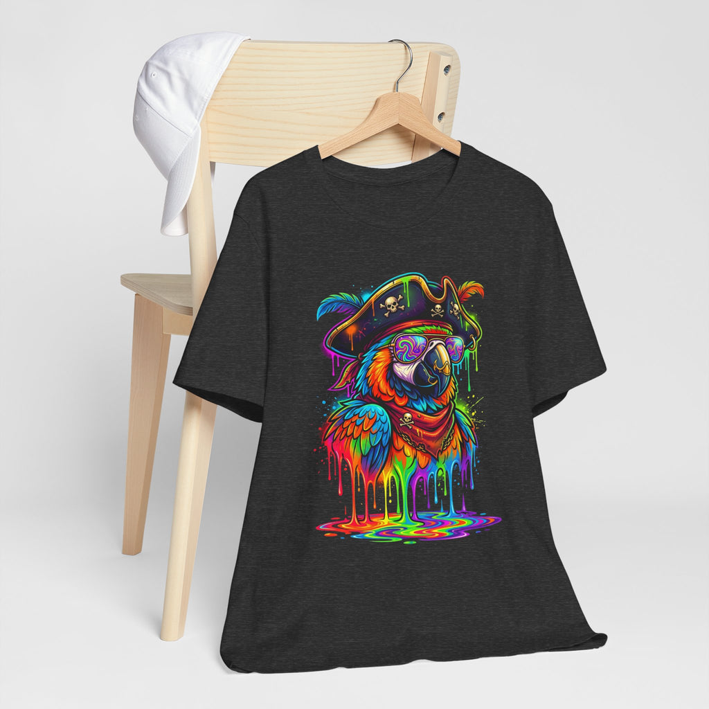 Pirate Parrot Tee — Colorful Drip Art Parrot T-Shirt