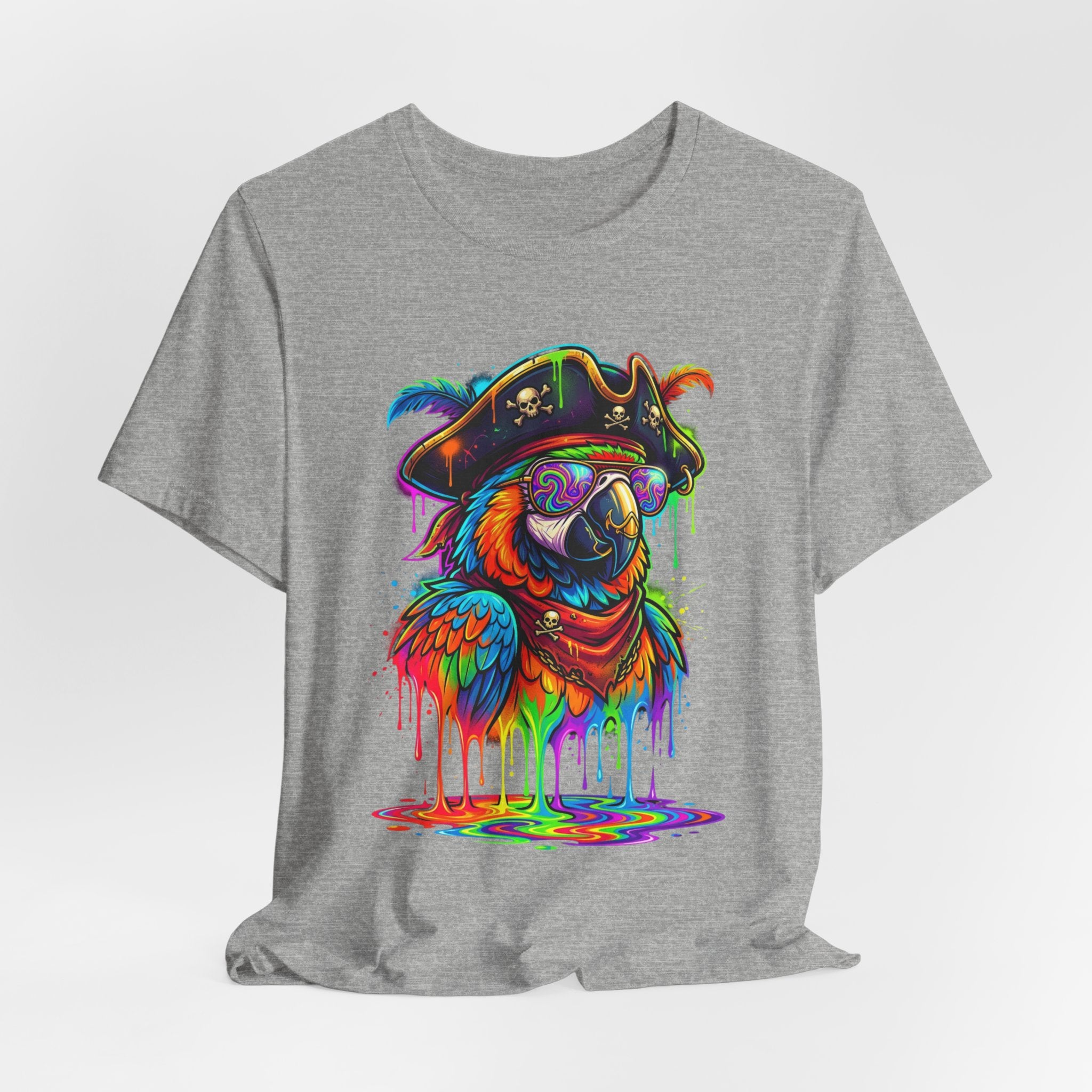 Pirate Parrot Tee — Colorful Drip Art Parrot T-Shirt