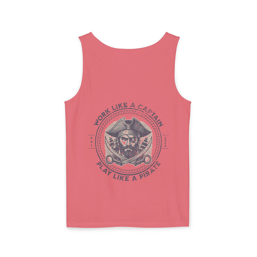 Pirate Parrot Tank Top — "Work Like a Captain, Play Like a Pirate" Graphic