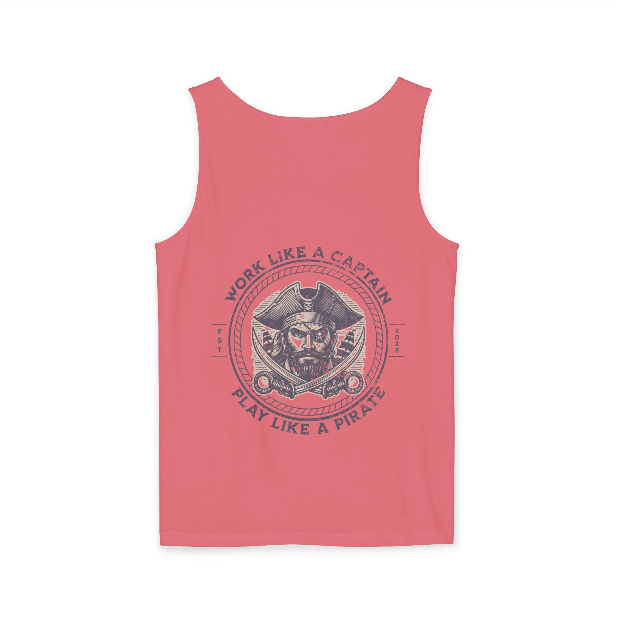Pirate Parrot Tank Top — "Work Like a Captain, Play Like a Pirate" Graphic