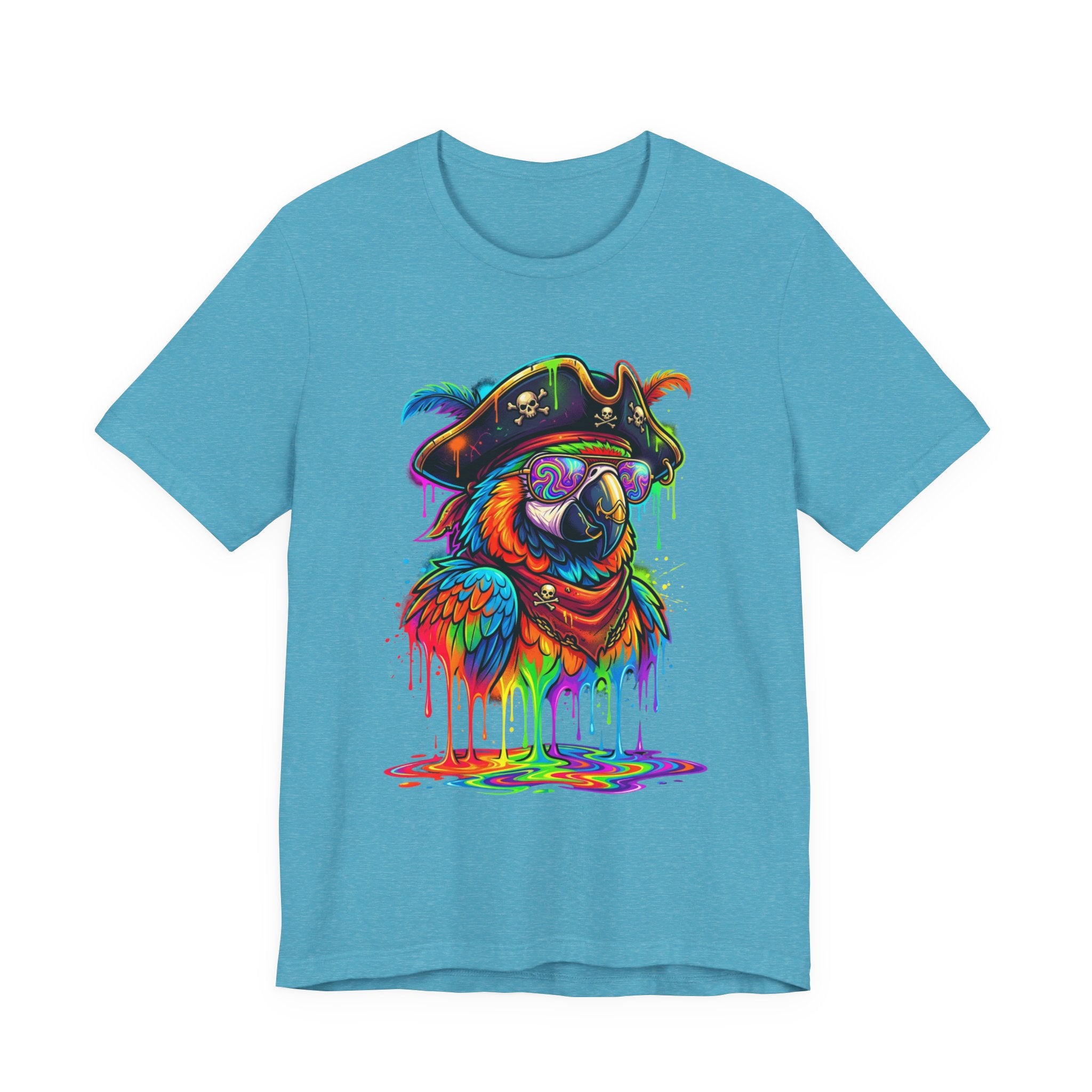 Pirate Parrot Tee — Colorful Drip Art Parrot T-Shirt