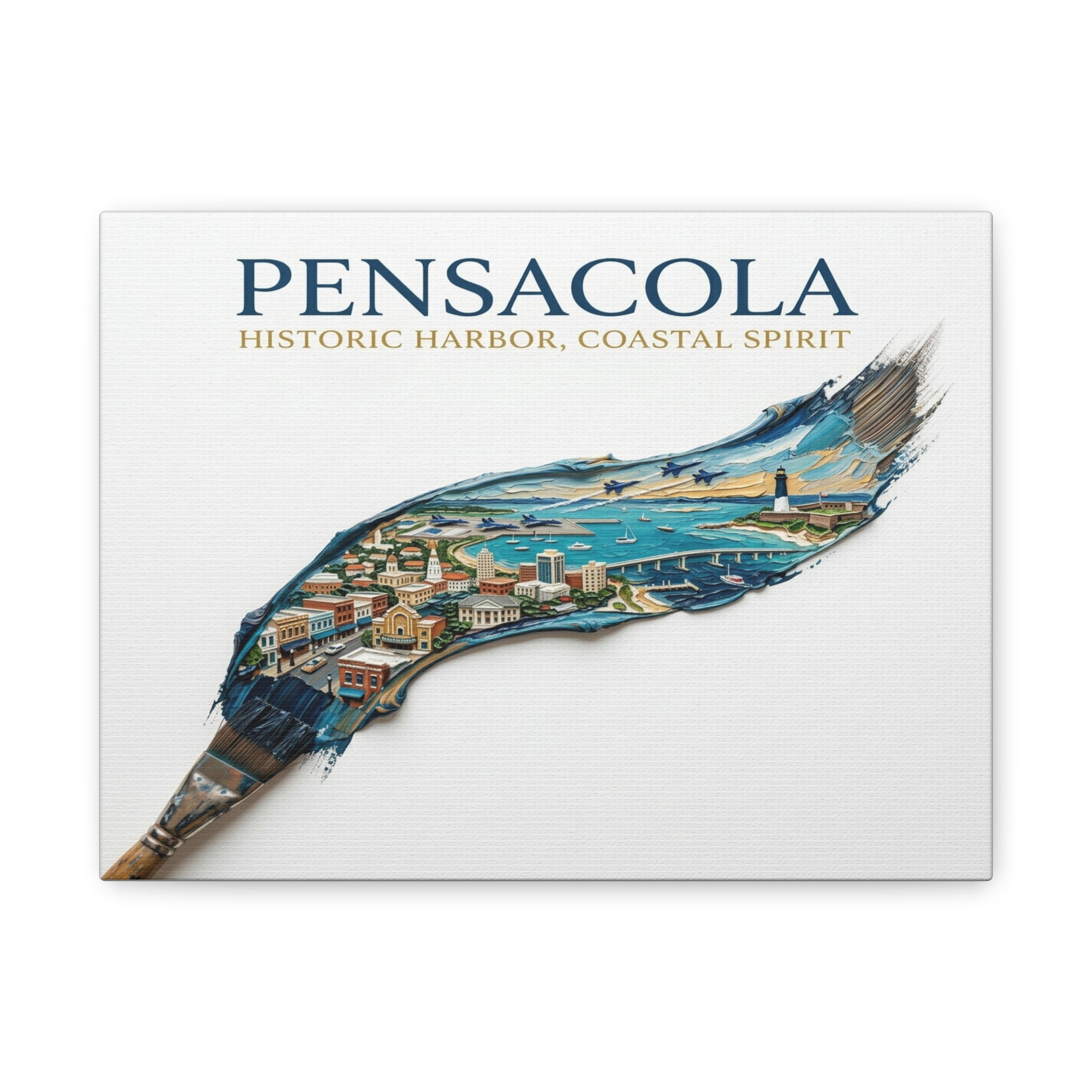 Pensacola Coastal Harbor Canvas Print — 'Historic Harbor, Coastal Spirit' Matte Stretched Wall Art