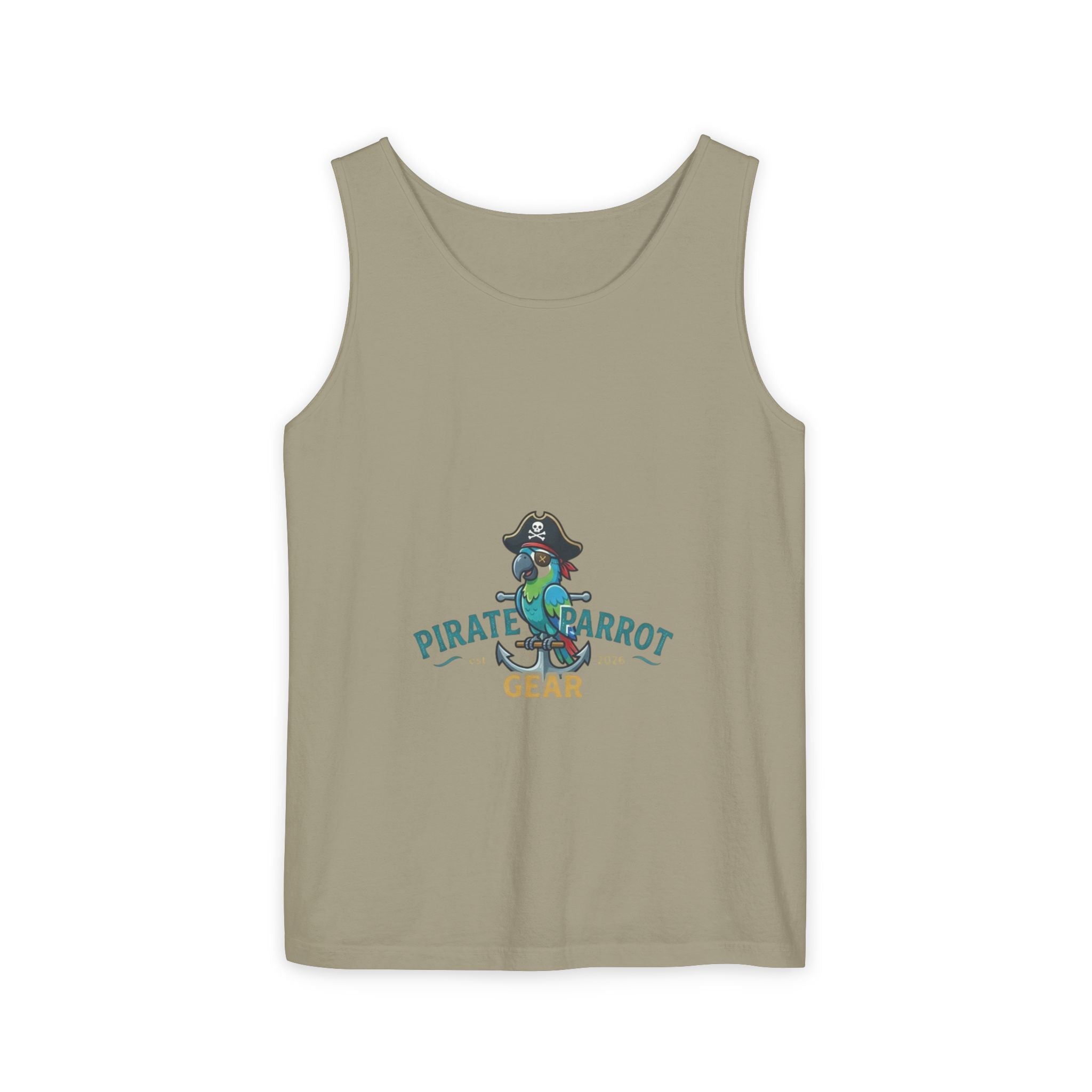 Pirate Parrot Tank Top — "Work Like a Captain, Play Like a Pirate" Graphic