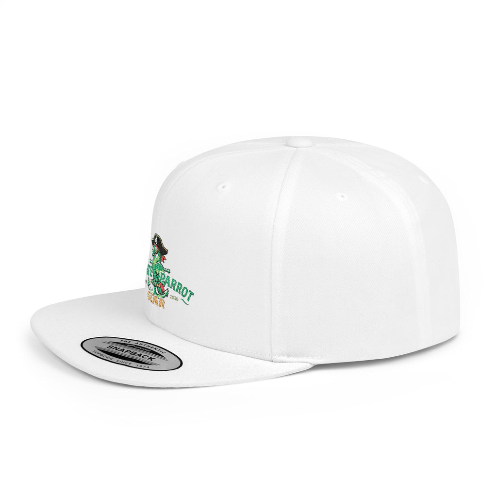 Pirate Parrot Gear Flat Bill Snapback Hat — Tropical Pirate Parrot Logo Cap