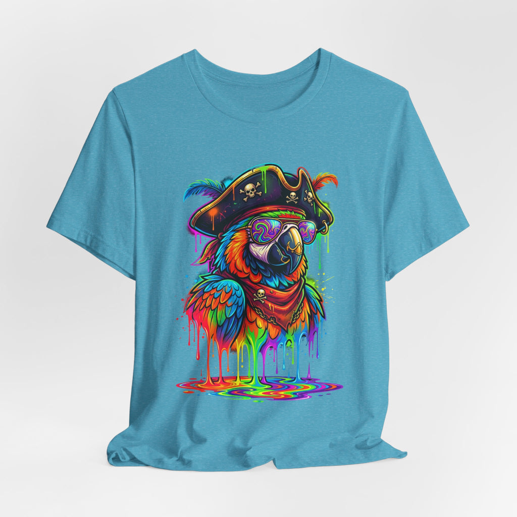 Pirate Parrot Tee — Colorful Drip Art Parrot T-Shirt