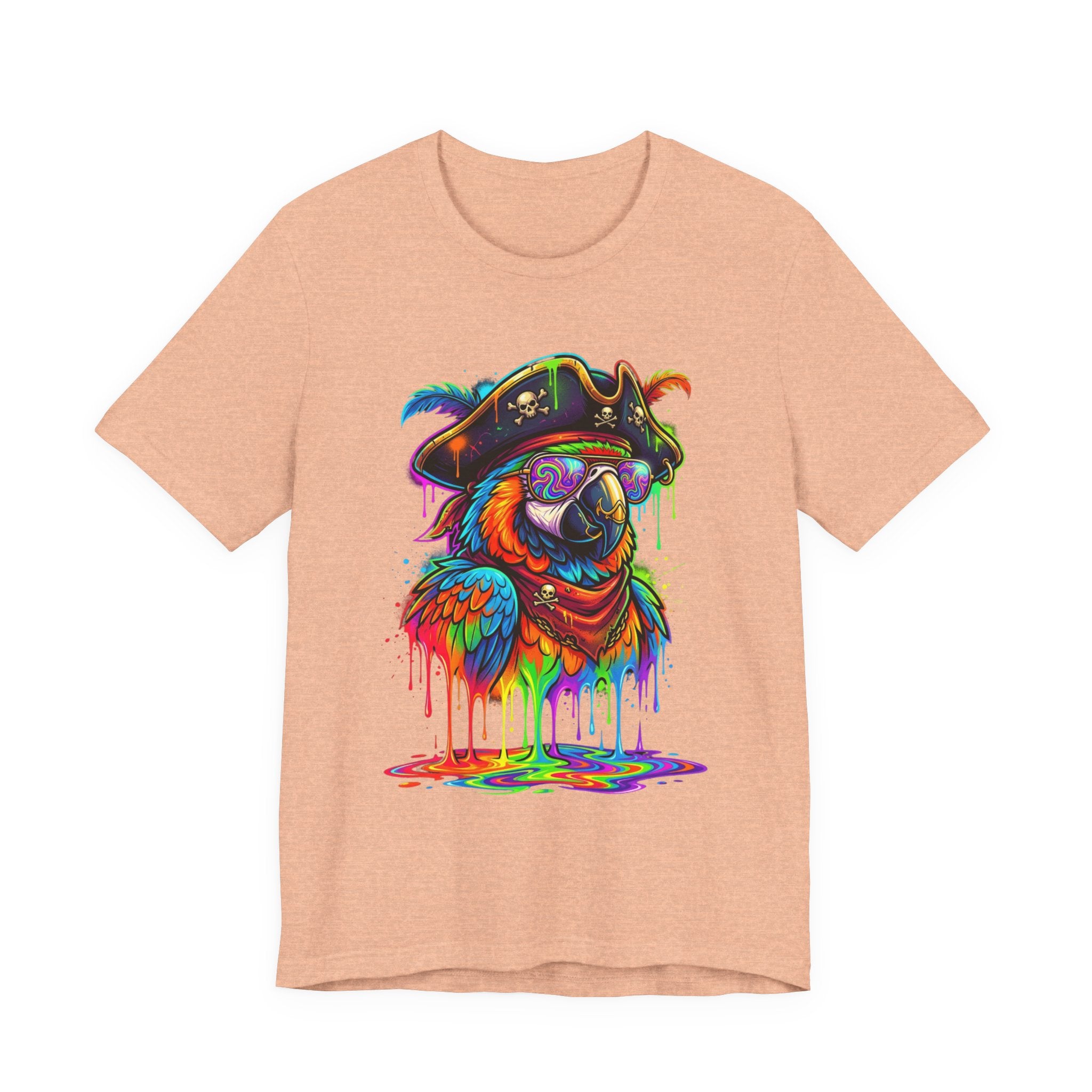 Pirate Parrot Tee — Colorful Drip Art Parrot T-Shirt