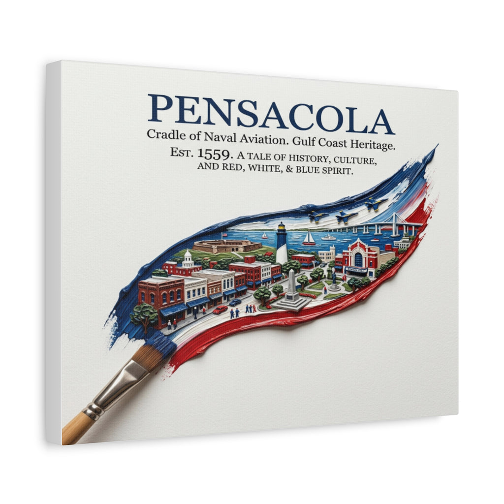 Pensacola Matte Canvas Wall Art — 'Cradle of Naval Aviation' Cityscape Print