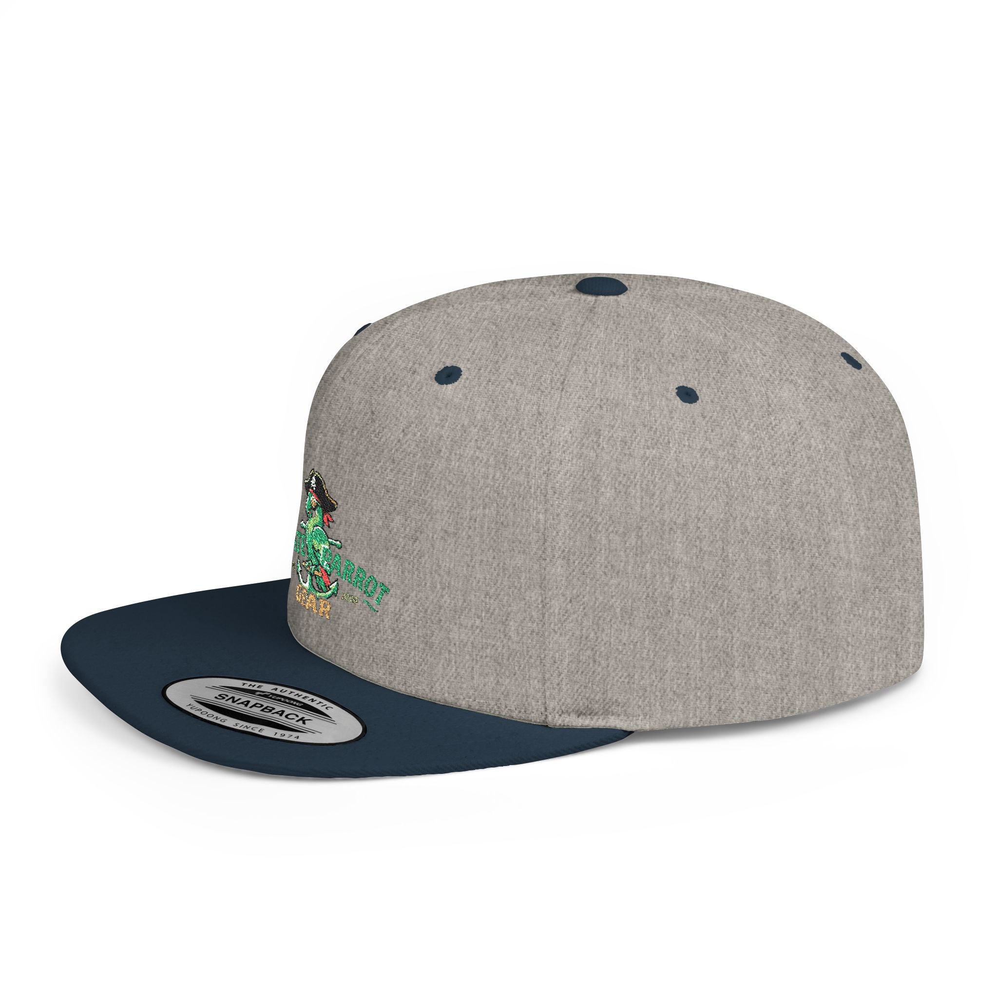 Pirate Parrot Gear Flat Bill Snapback Hat — Tropical Pirate Parrot Logo Cap